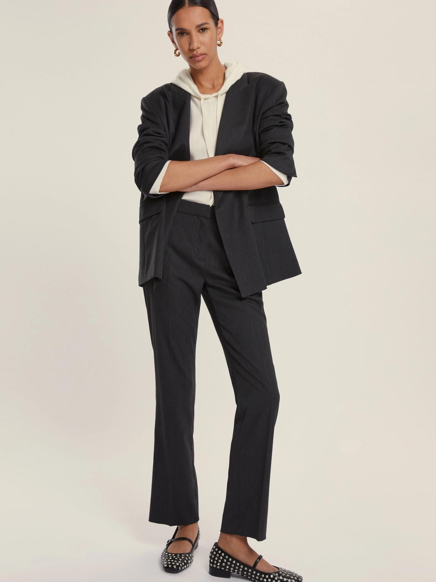 Emme Marella Pantalone dritto in flanella Micron Donna Antracite 2525136271200 005 EMME MARELLA