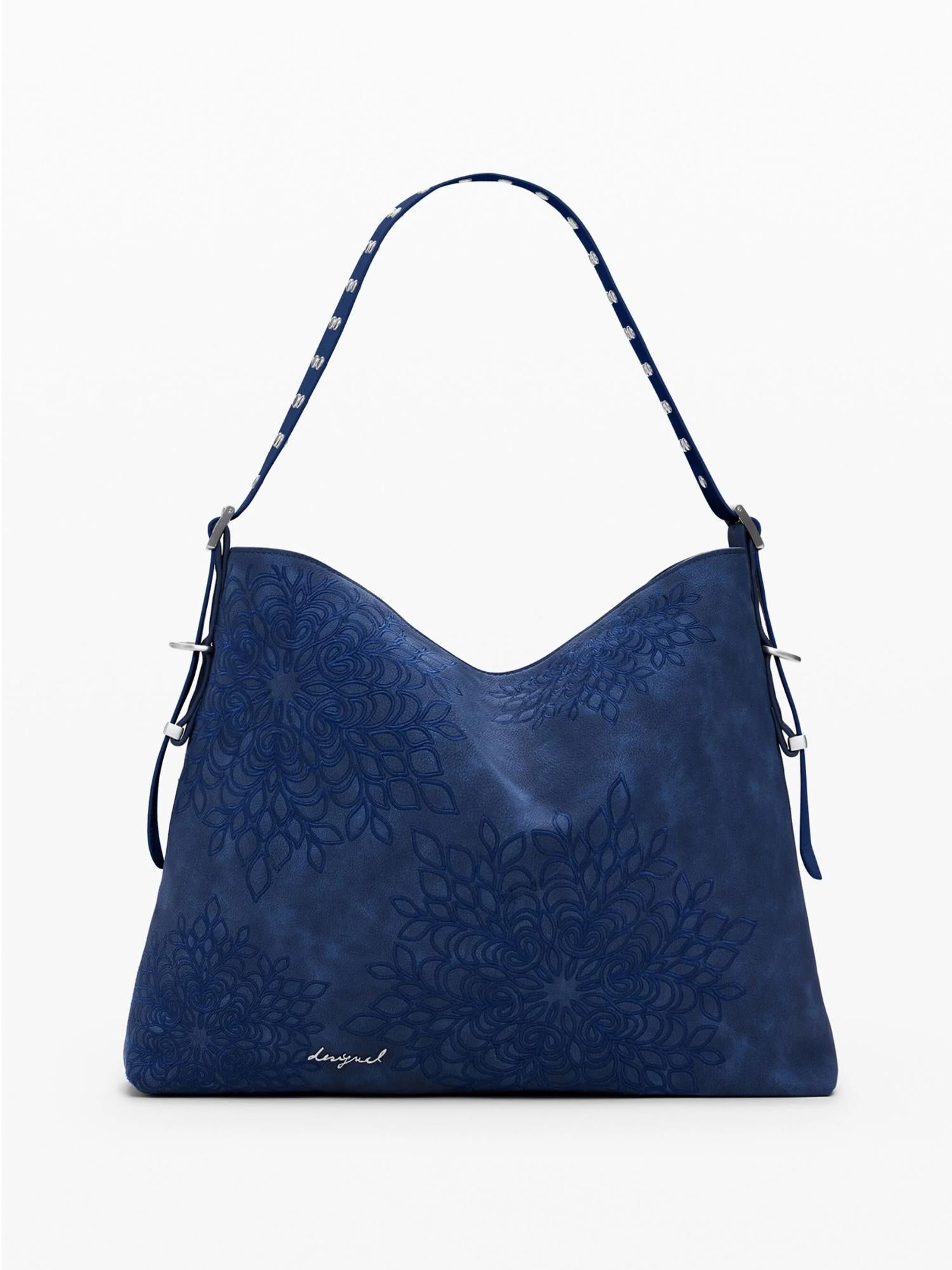 Desigual Borsa a spalla media con rilievo mandala Donna Blu 25WAXPBB 5031 DESIGUAL