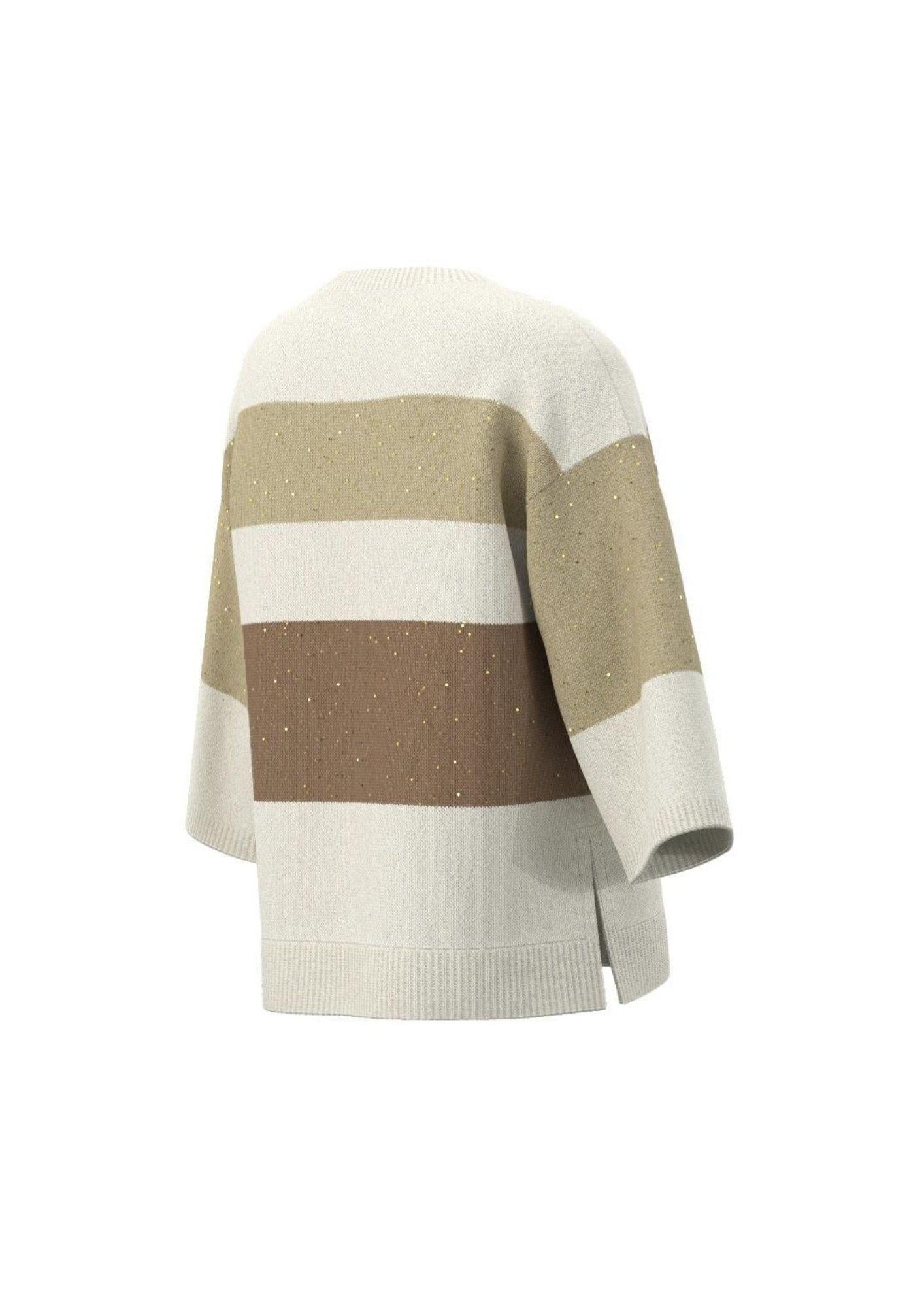 Emme Marella Maglia Donna Emmesule Bianco Beige e Cammello 2615361022200 001 EMME MARELLA