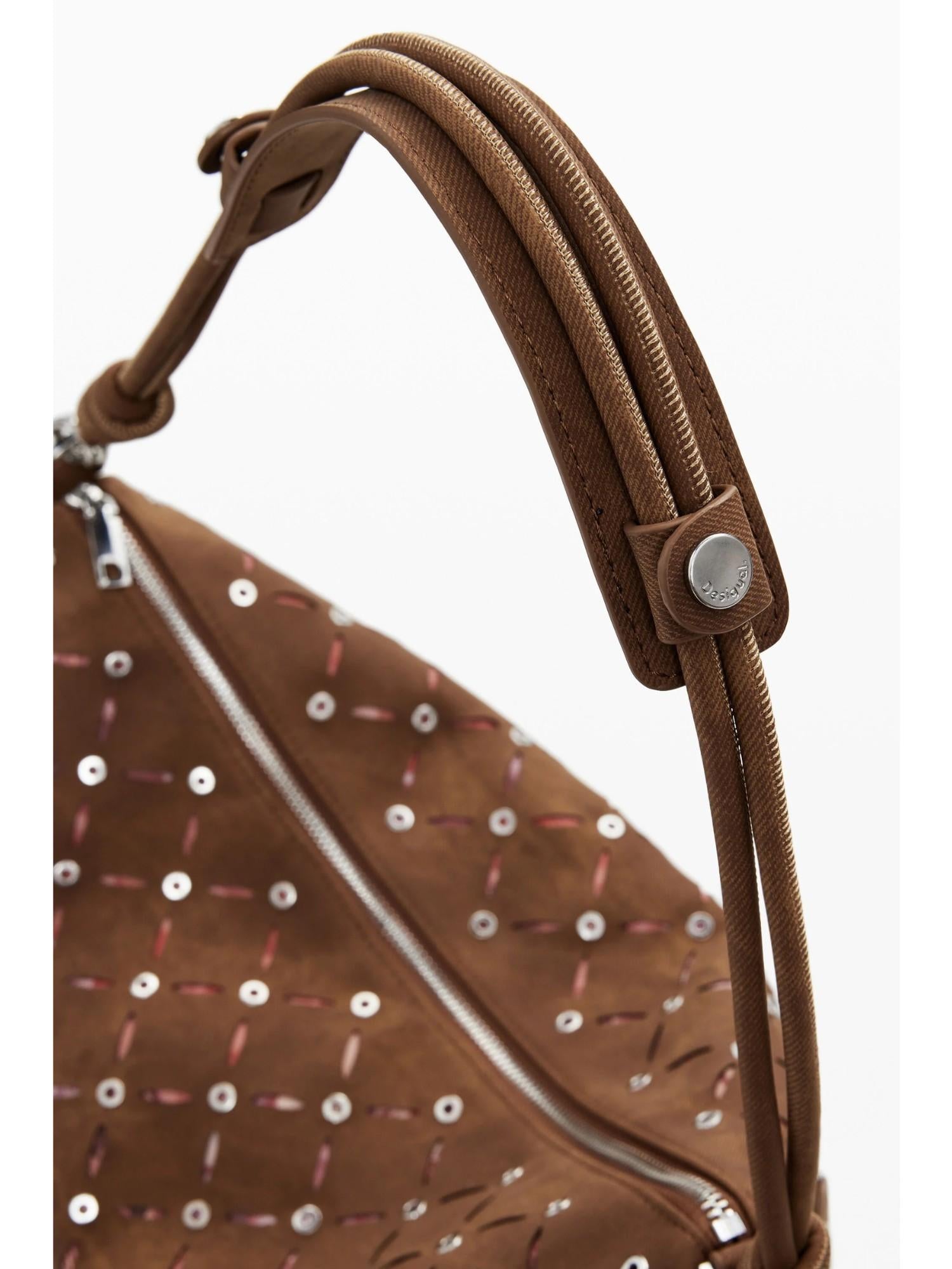 Desigual Borsa effetto pelle traforata media Donna Marrone 25WAXPB5 6011 DESIGUAL