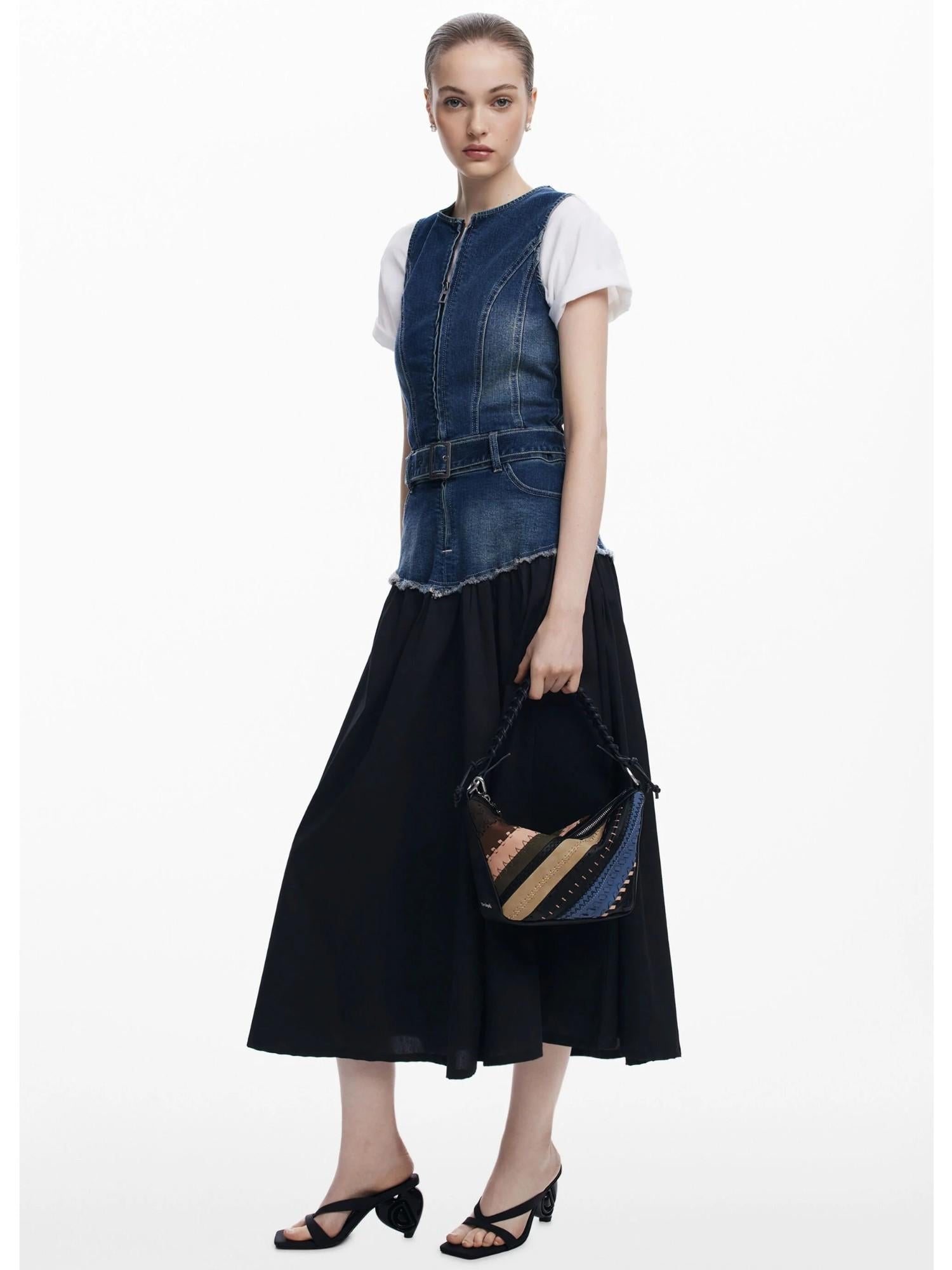 Desigual Borsa a spalla patchwork media Donna Marrone 25WAXP78 6000 DESIGUAL