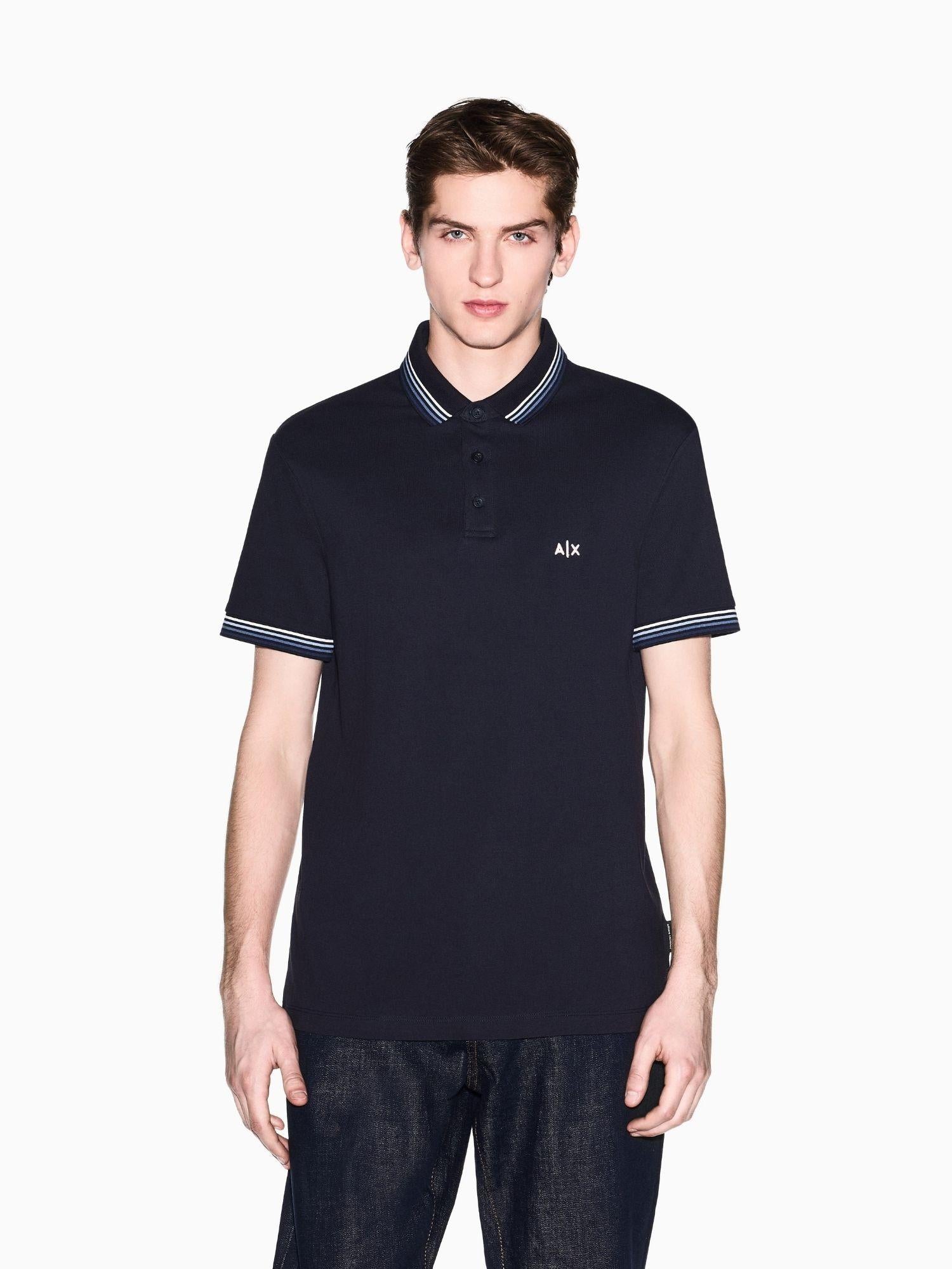 Armani Exchange Polo Uomo Blu Navy in Piquet di Cotone Traspirante XM002326 AF13026 UB101 ARMANI EXCHANGE