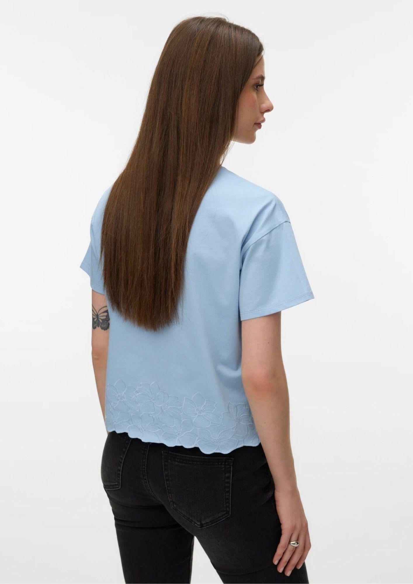 Vero Moda T-Shirt Donna Noah Blu Cashmere 10342965 Cashmere Blue Casmere Blue VERO MODA