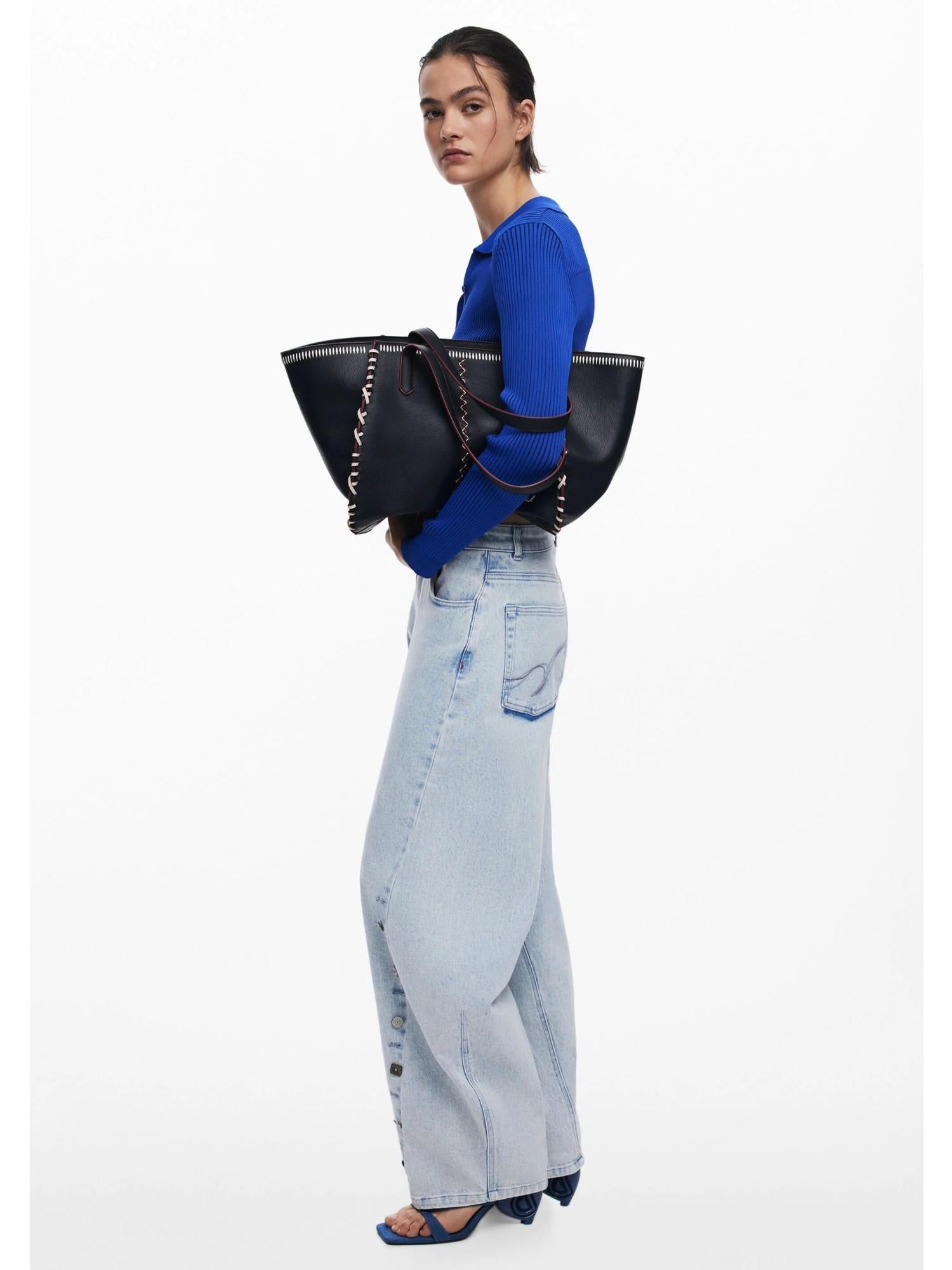 Desigual Borsa shopper grande con cuciture Donna Nero 25WAXP95 2000 DESIGUAL