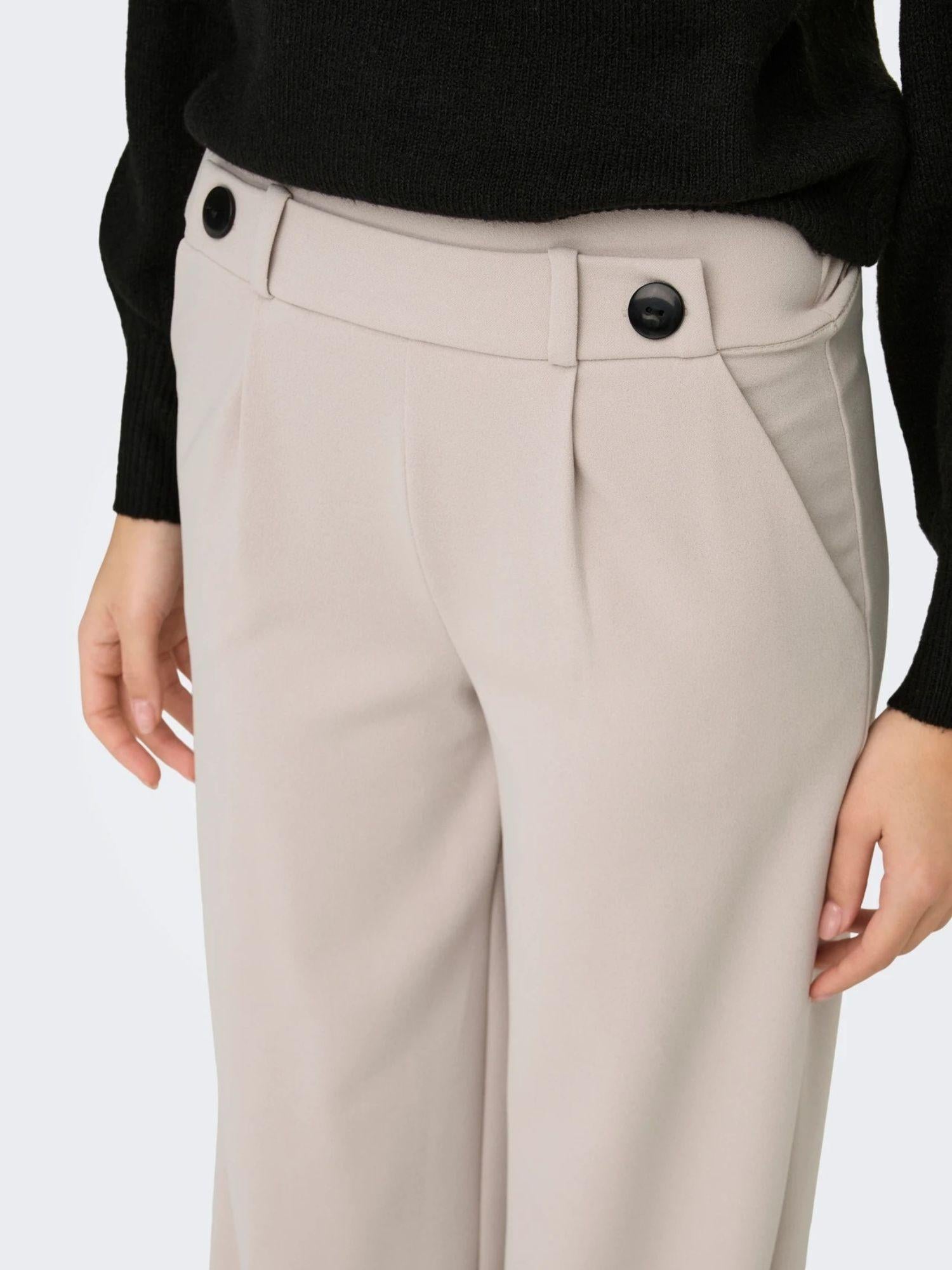 Jacqueline De Yong Pantaloni Donna Wide Fit Chateau Gray Jdygeggo 15208430 Chateau Gray BLACK BUTTONS JACQUELINE DE YONG