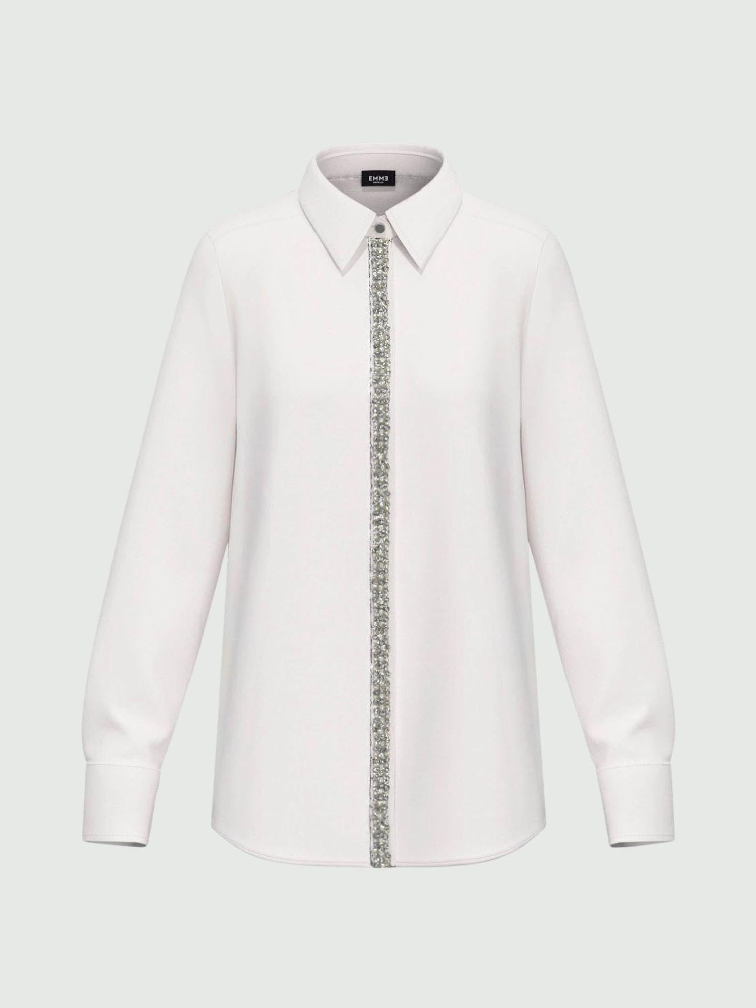Emme Marella Camicia in popeline con dettagli di perle e strass Valda Donna Bianco 2525116044200 003 EMME MARELLA