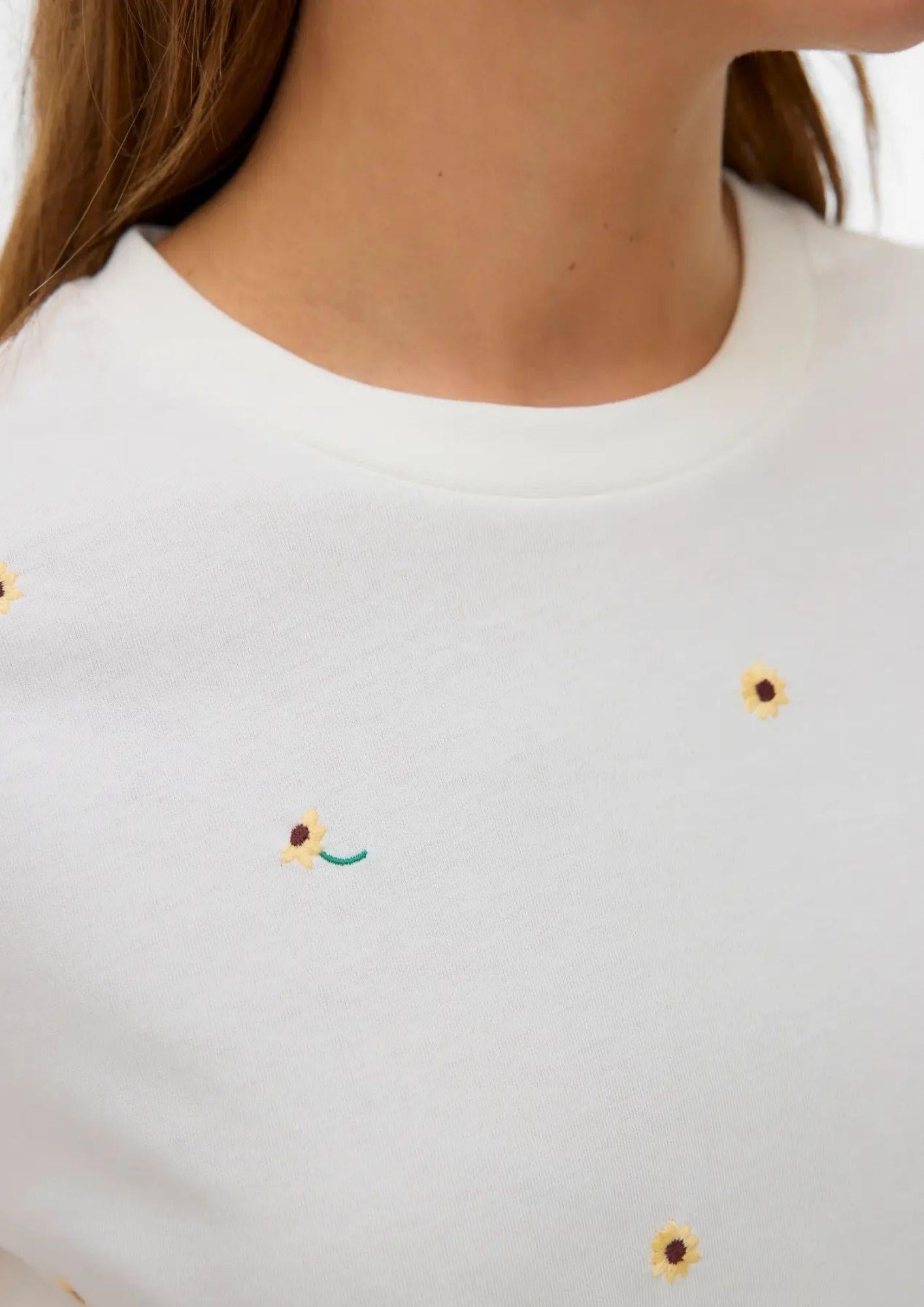 Vero Moda T-Shirt Donna Sola Bianca Stampa Sunflower 10341979 Snow White SUNFLOWER VERO MODA