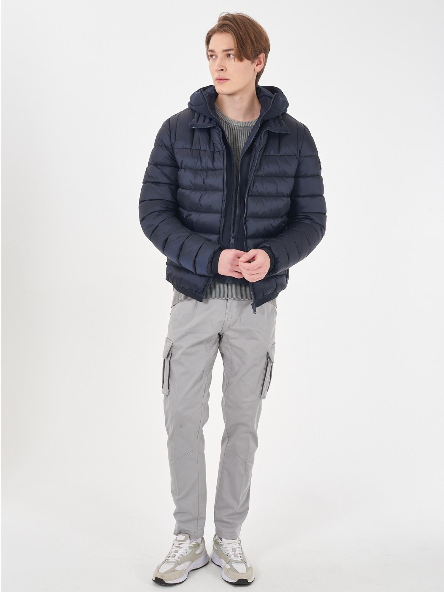 Yes Zee Giubbino Trapuntato Cappuccio staccabile Uomo Blu J838 QG00 0713 YES ZEE