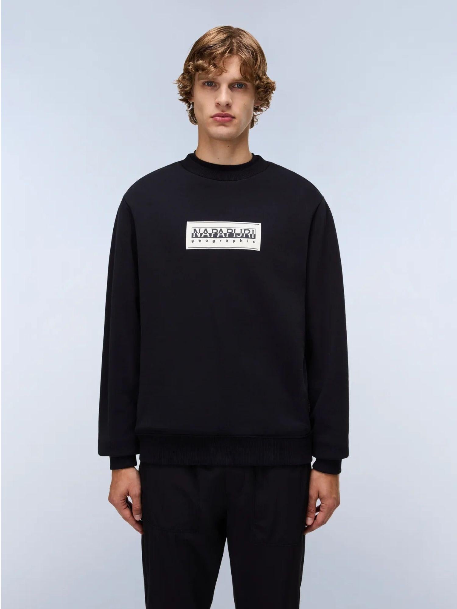 Napapijri Felpa Nera Box Logo Da Uomo NP0A4I1A 041 NAPAPIJRI