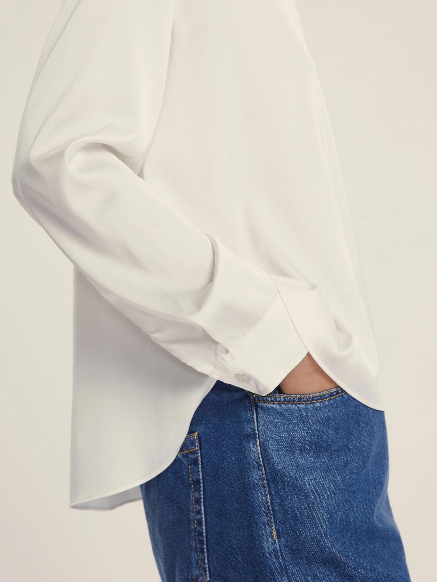 Emme Marella Blusa in raso stretch Madera Donna Bianco 2525116041200 001 EMME MARELLA