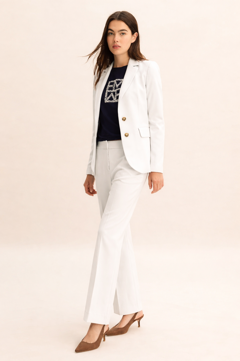 Emme Marella Pantalone Donna Emmfarnese2 Bianco Lana 2615131341200 001 EMME MARELLA