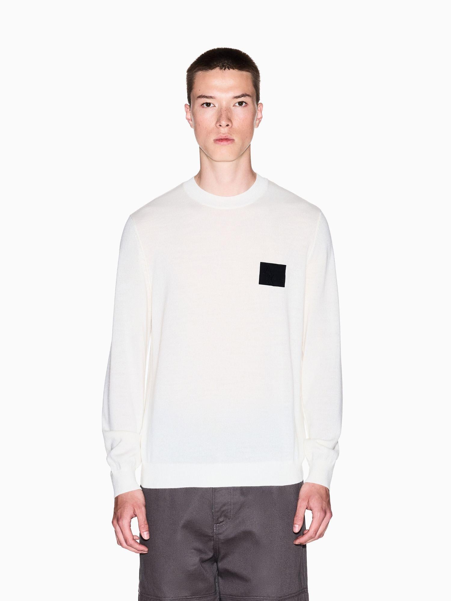 Armani Exchange Maglione girocollo con patch Uomo Bianco XM001329 AF11982 U0009 ARMANI EXCHANGE