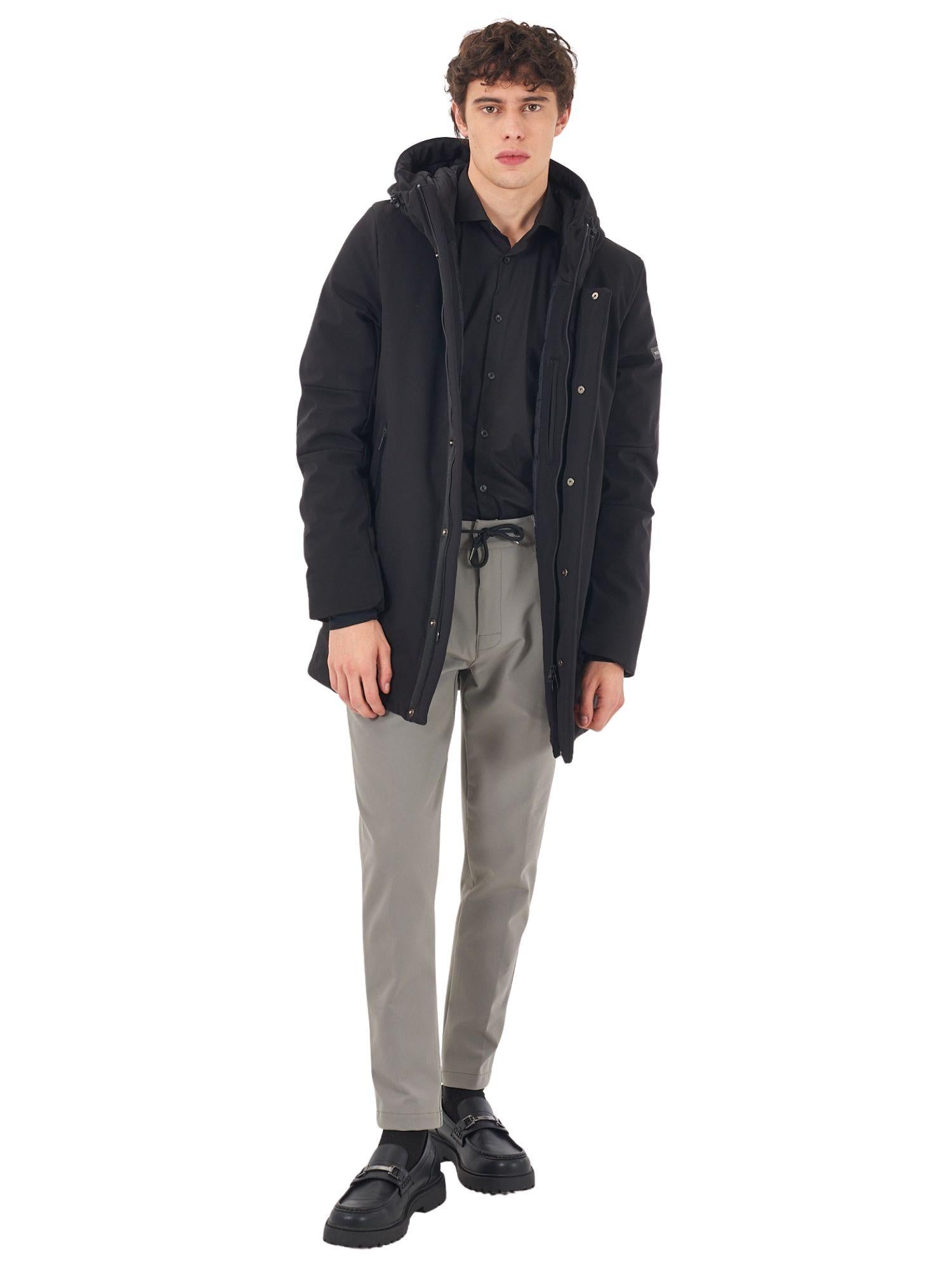 Yes Zee Uomo Cappotto Nero O843 NM00 0801 YES ZEE