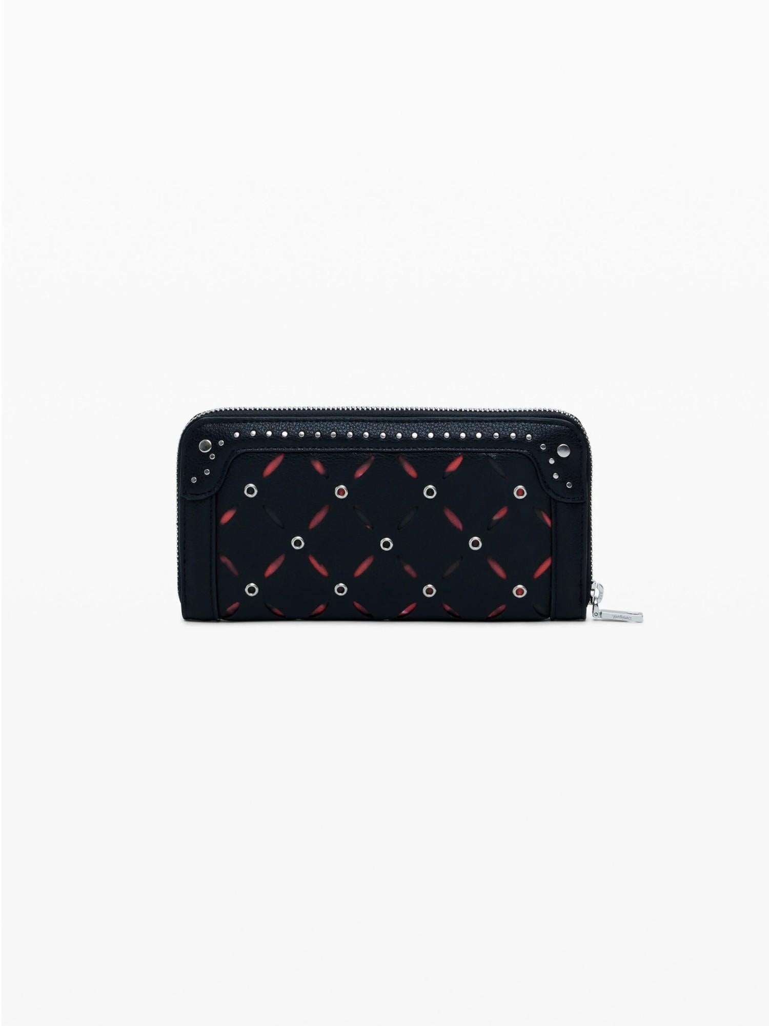 Desigual Portafoglio traforato con borchie grande Donna Nero 25WAYP33 2000 DESIGUAL
