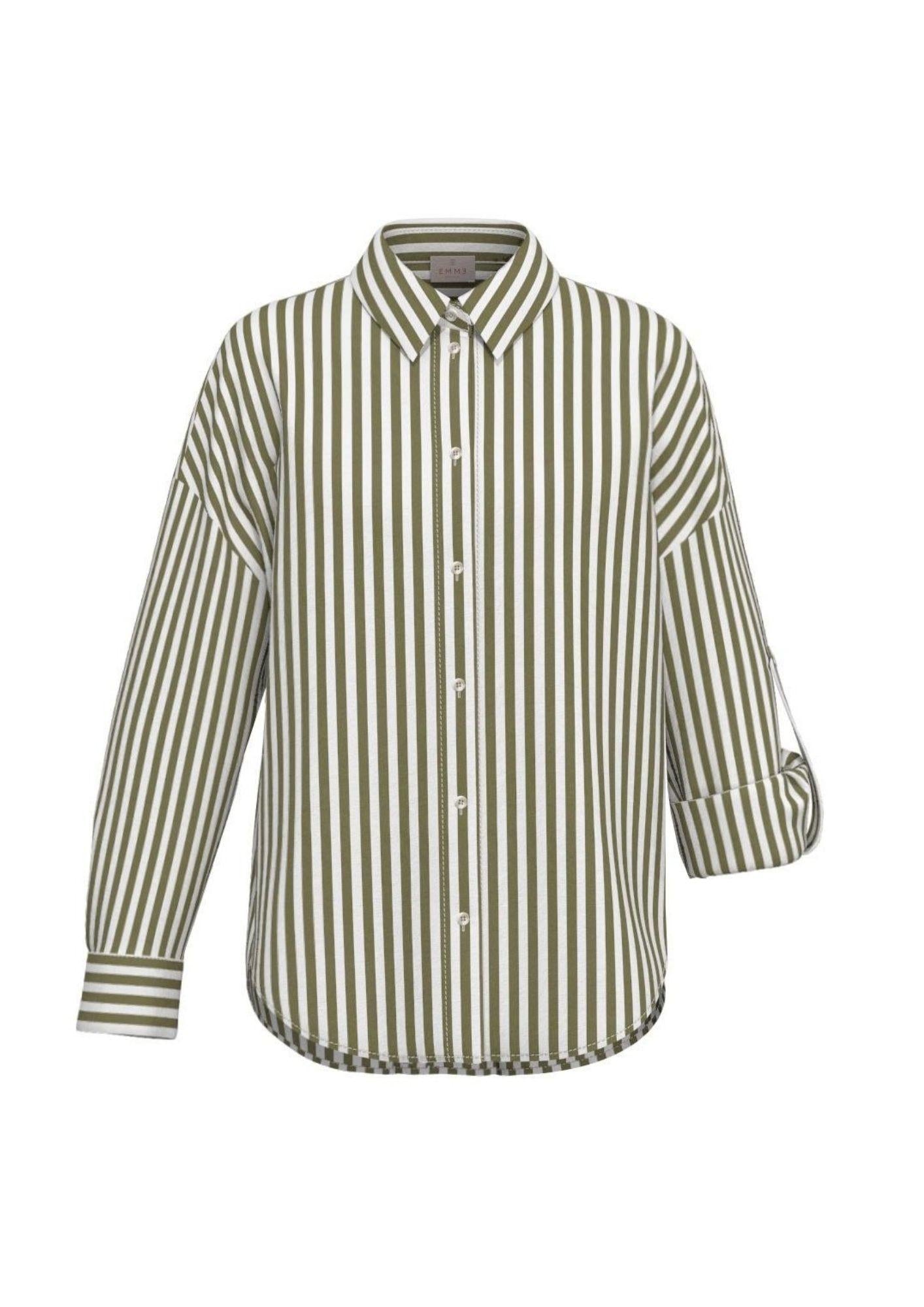 Emme Marella Camicia Emmuggioso Bianco Lana e Verde Militare 2615111012200 010 EMME MARELLA