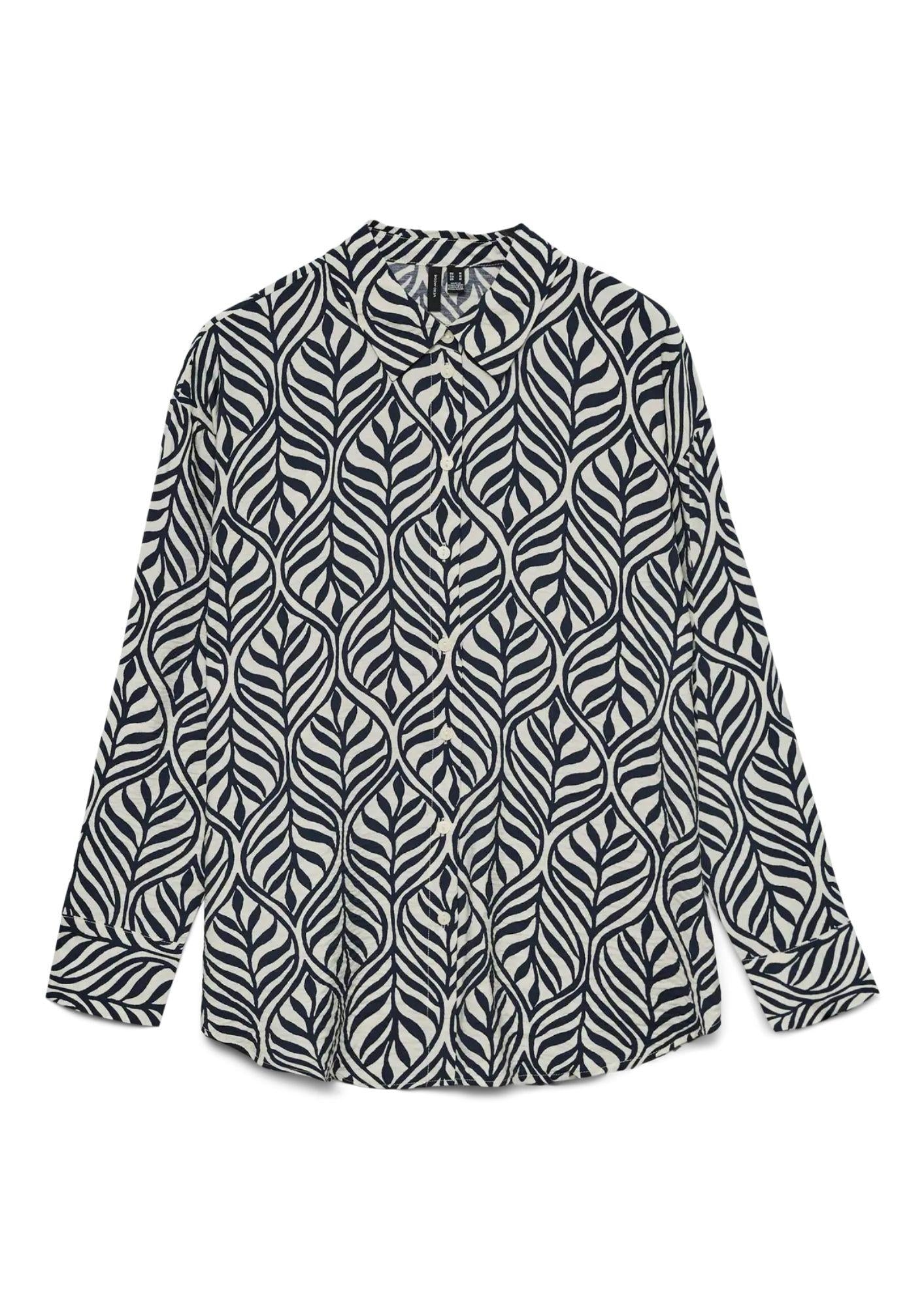 Vero Moda Camicia Donna Josie Grigio Betulla e Blu Stampa Bonnie 10341587 Birch Navy blazer bonnie VERO MODA