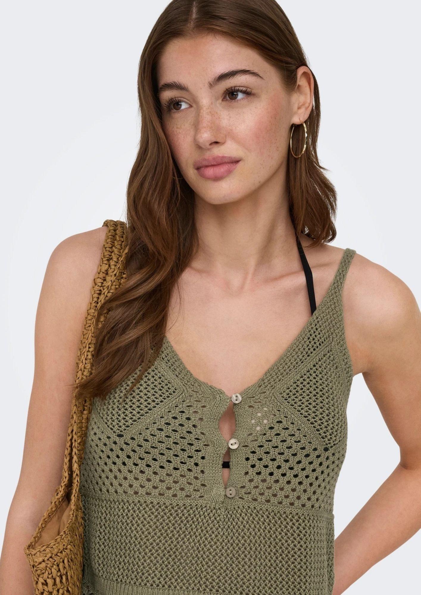 Only Top Donna Lison Verde 15369246 Mermaid Dtm FMOP Button ONLY