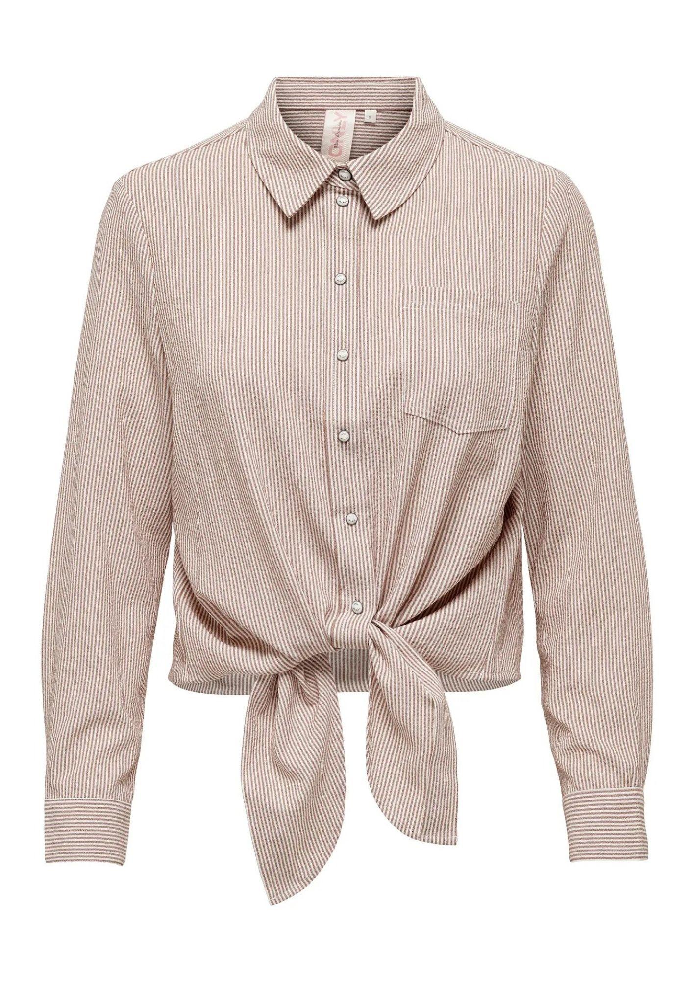 Only Camicia Donna Lecey Marrone Linee Bianche 15195910 Toasted Coconut ONLY