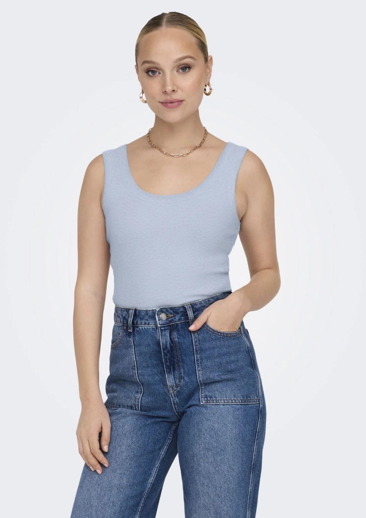 Only Canotta Donna Easy Azzurra 15315571 Soft Chambray ONLY