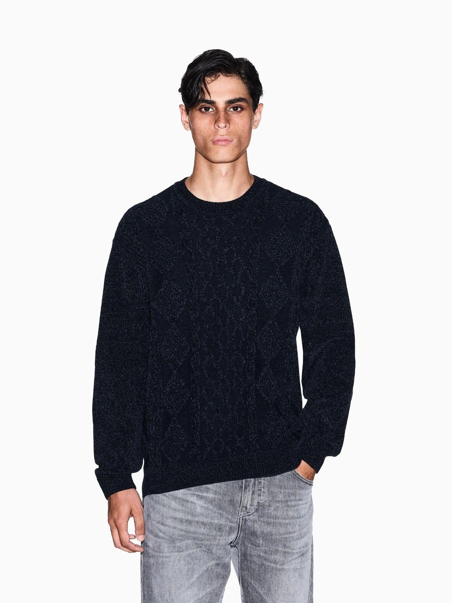 Armani Exchange Maglione Uomo a Lavorazione Intrecciata Blu Navy XM001331 AF13776 UB101 ARMANI EXCHANGE