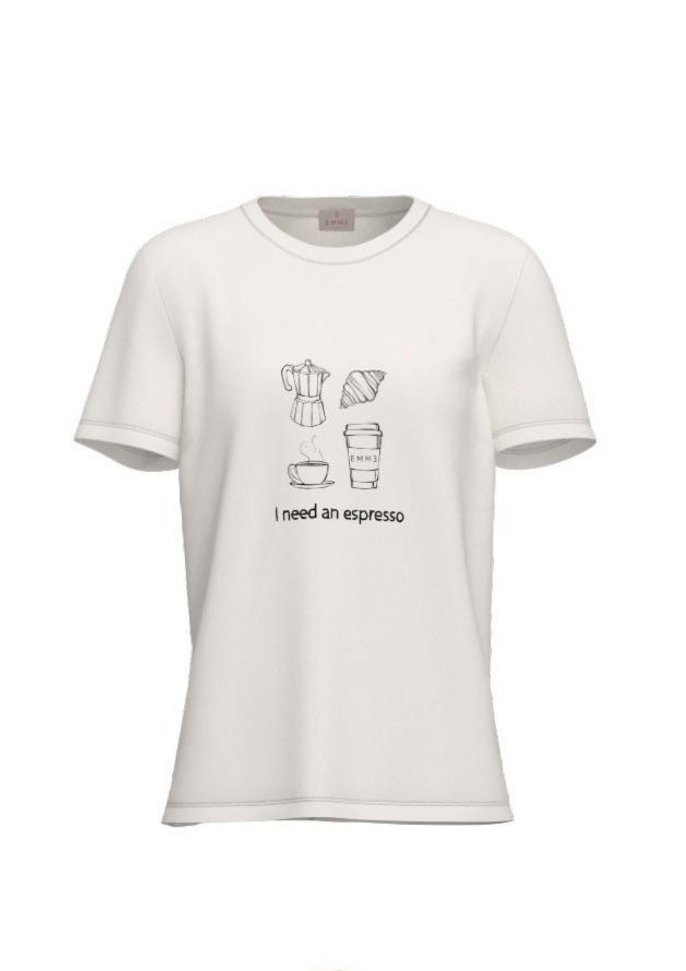 Emme Marella T-Shirt Donna Emmgola Bianca Stampa Espresso 2615971072200 002 EMME MARELLA