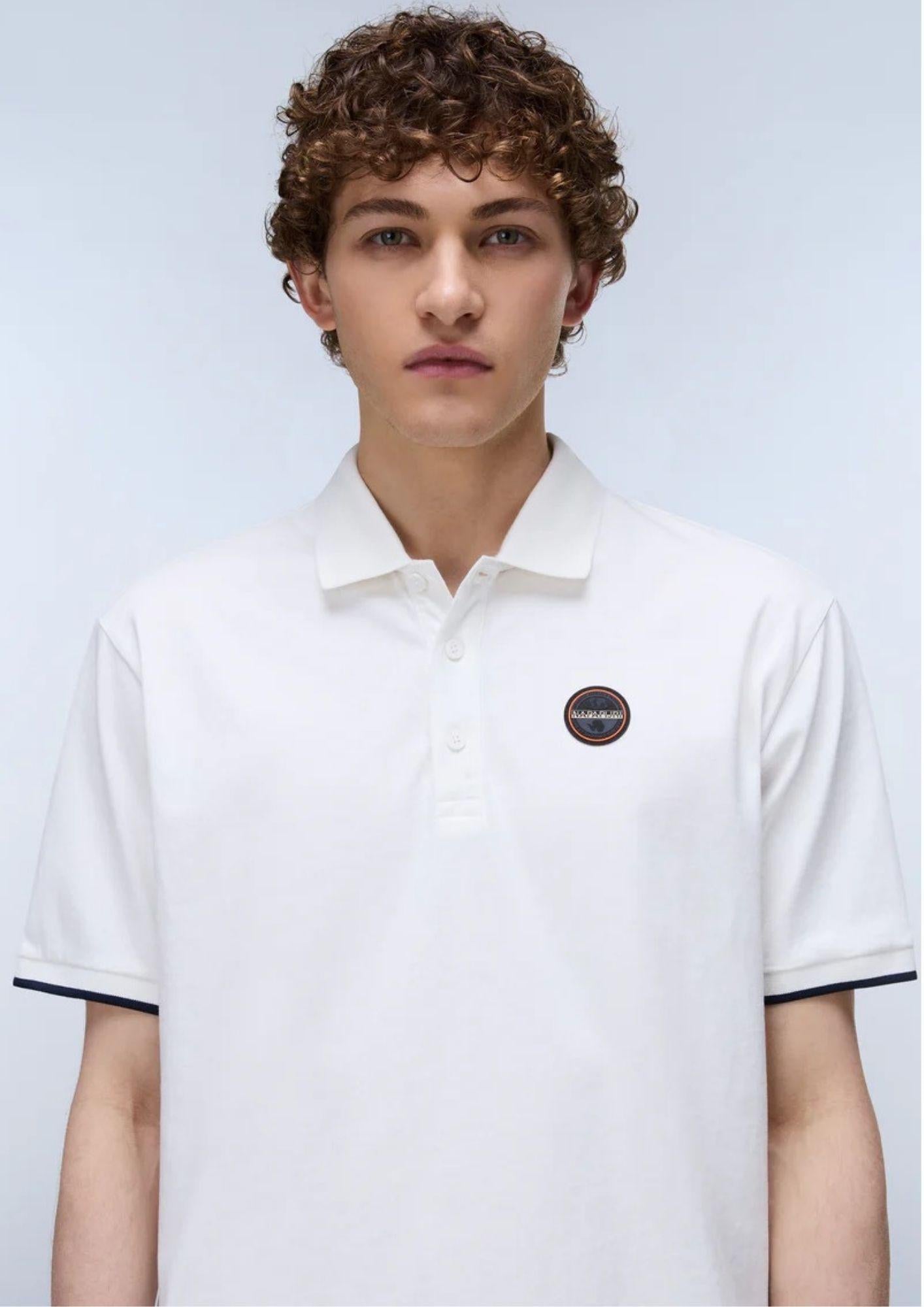 Napapijri Polo Uomo Badge Bianca NP0A4GAC 206 NAPAPIJRI