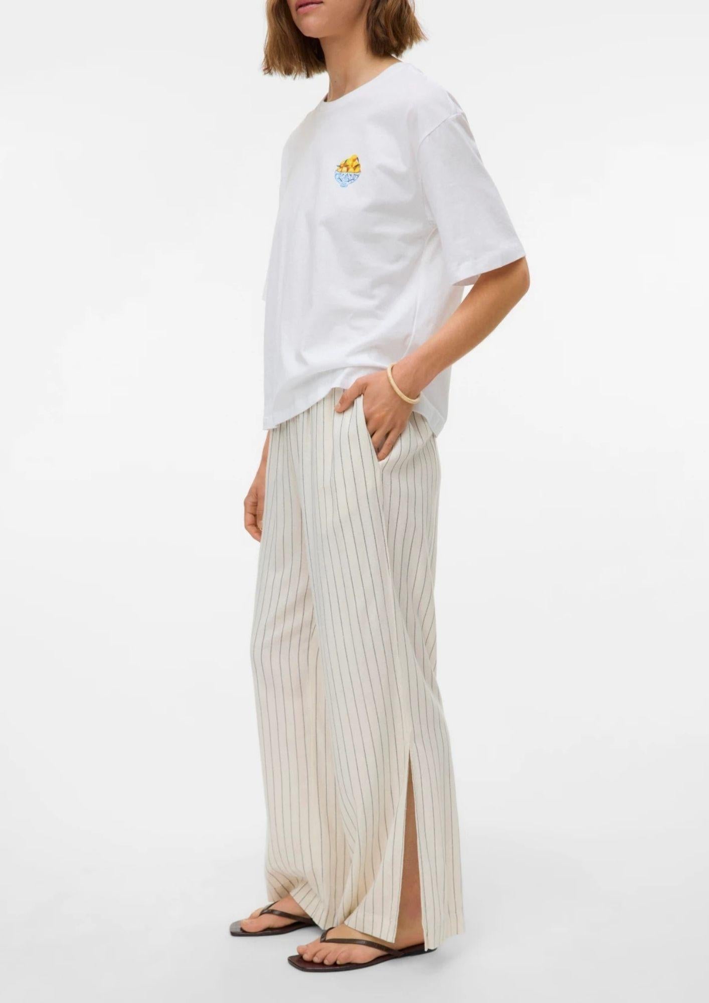 Aware Pantalone Donna Ryder Bianco Righe Nere 10328663 Snow White Black AWARE