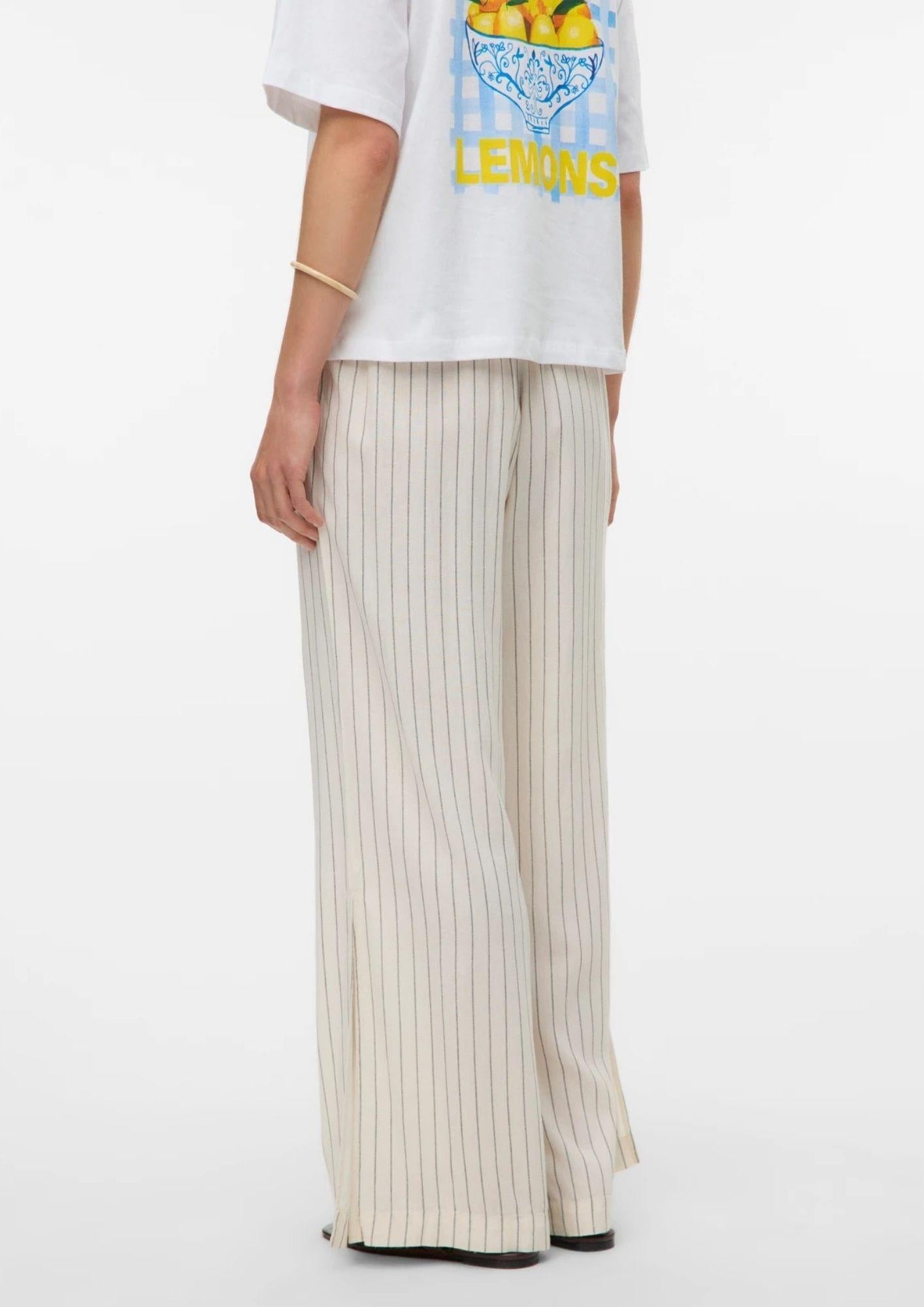 Aware Pantalone Donna Ryder Bianco Righe Nere 10328663 Snow White Black AWARE