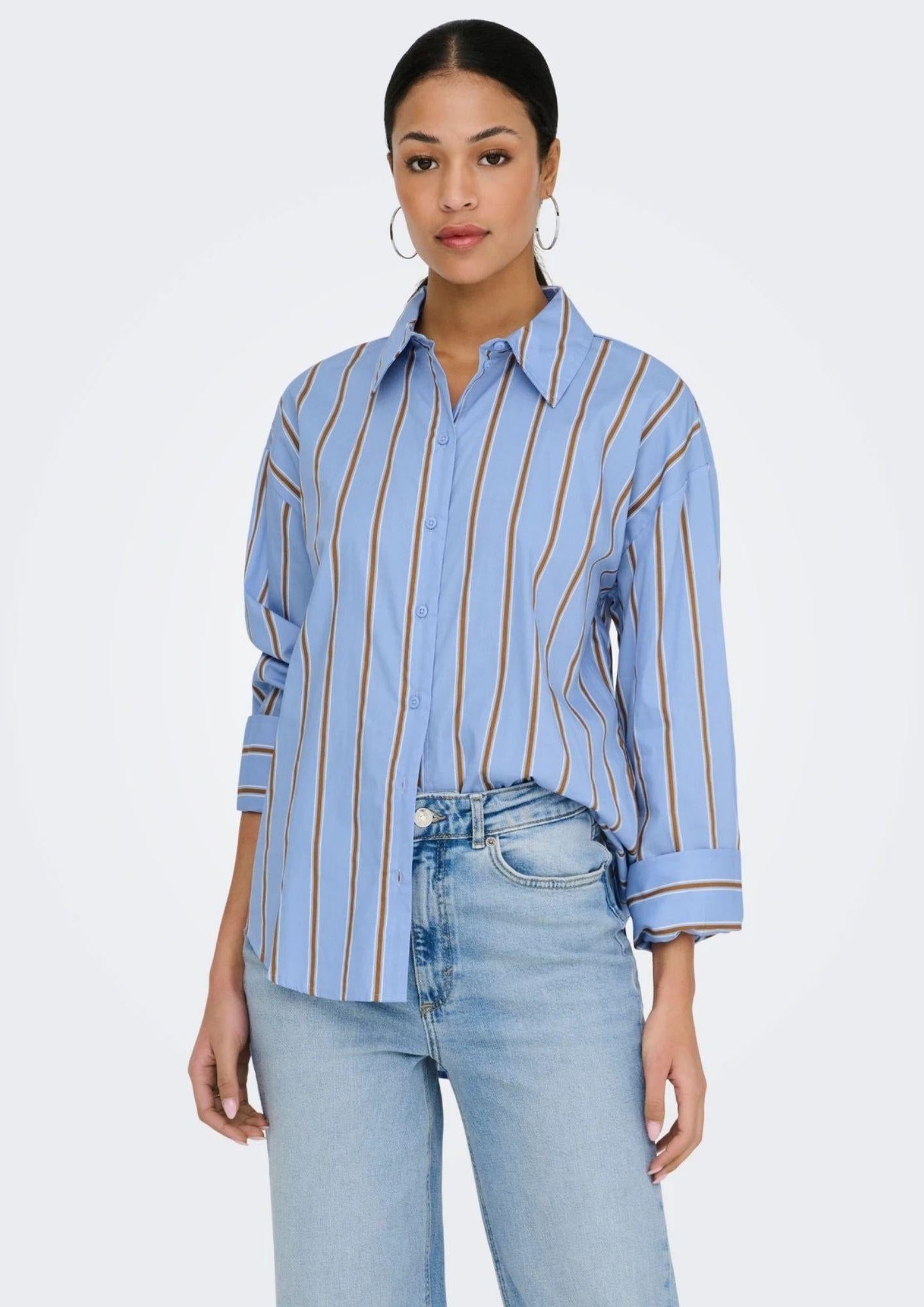 Jacqueline De Yong Camicia Donna Serena Blu a Righe 15380444 Bel Air Blue JACQUELINE DE YONG