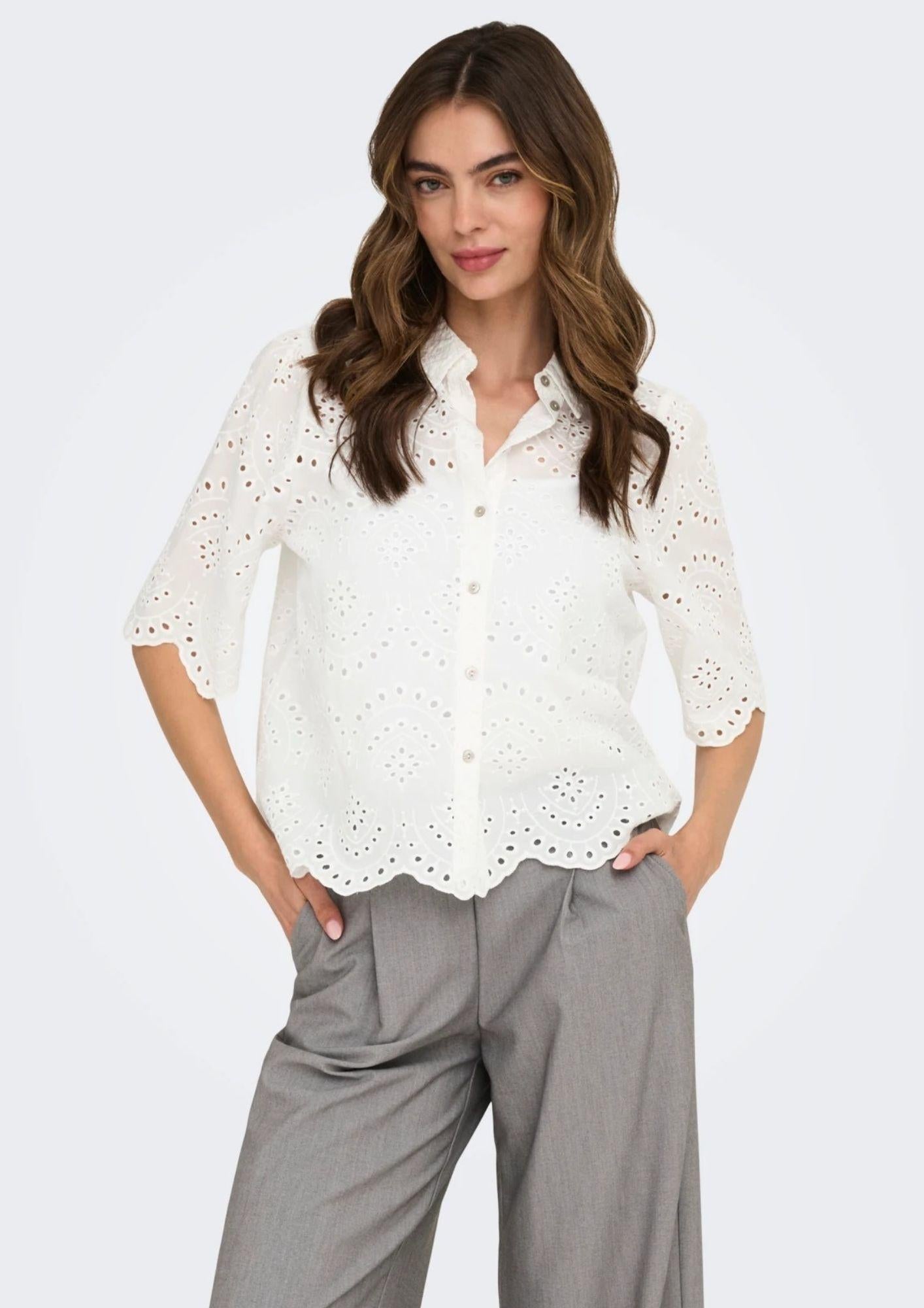 Only Camicia Donna Valais Bianco 15351106 Cloud Dancer ONLY