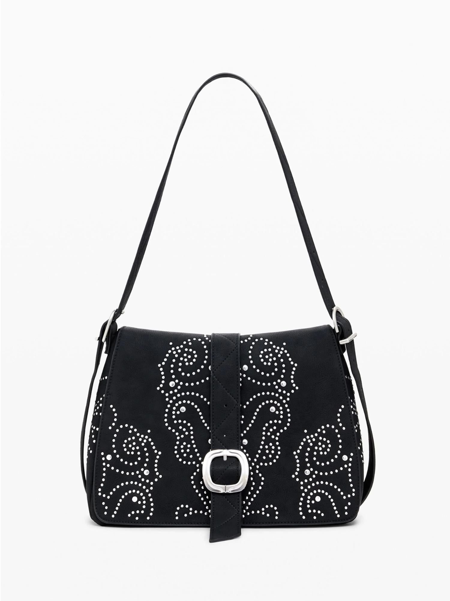 Desigual Borsa a tracolla effetto pelle con borchie piccola Donna Nero 25WAXPBH 2000 DESIGUAL