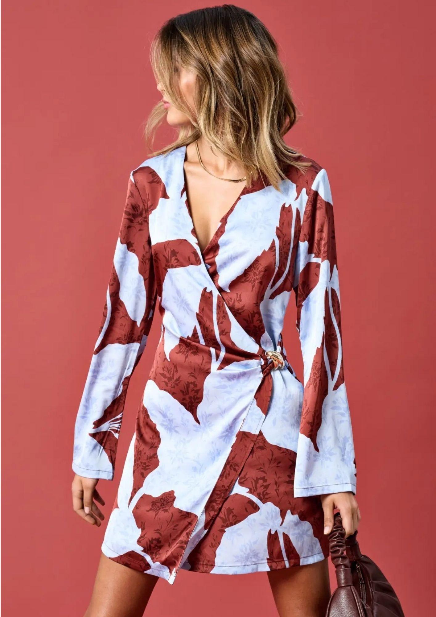 Only Vestito Donna Freylia Azzurro e Cioccolato 15367358 Hot Chocolate ONLY