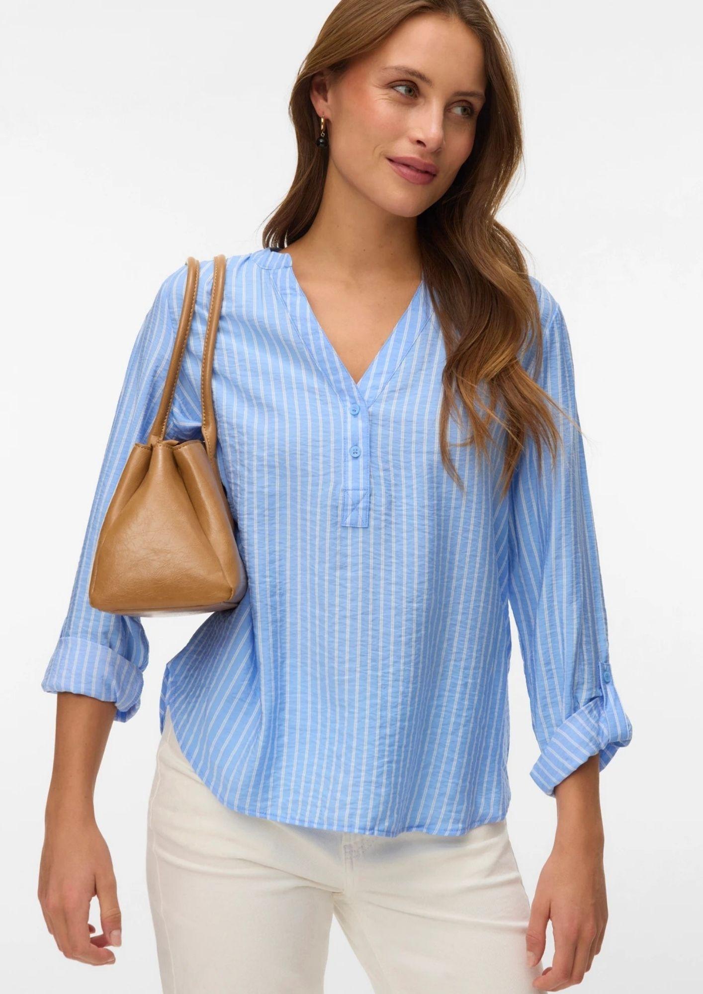 Vero Moda Blusa Donna Kaja Blu Sandra 10340684 Vista Blue Sandra VERO MODA
