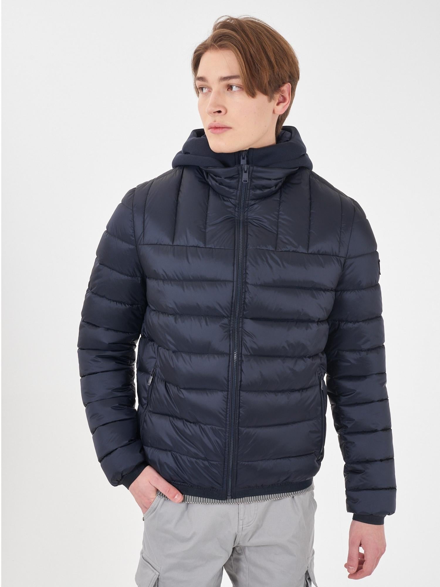 Yes Zee Giubbino Trapuntato Cappuccio staccabile Uomo Blu J838 QG00 0713 YES ZEE