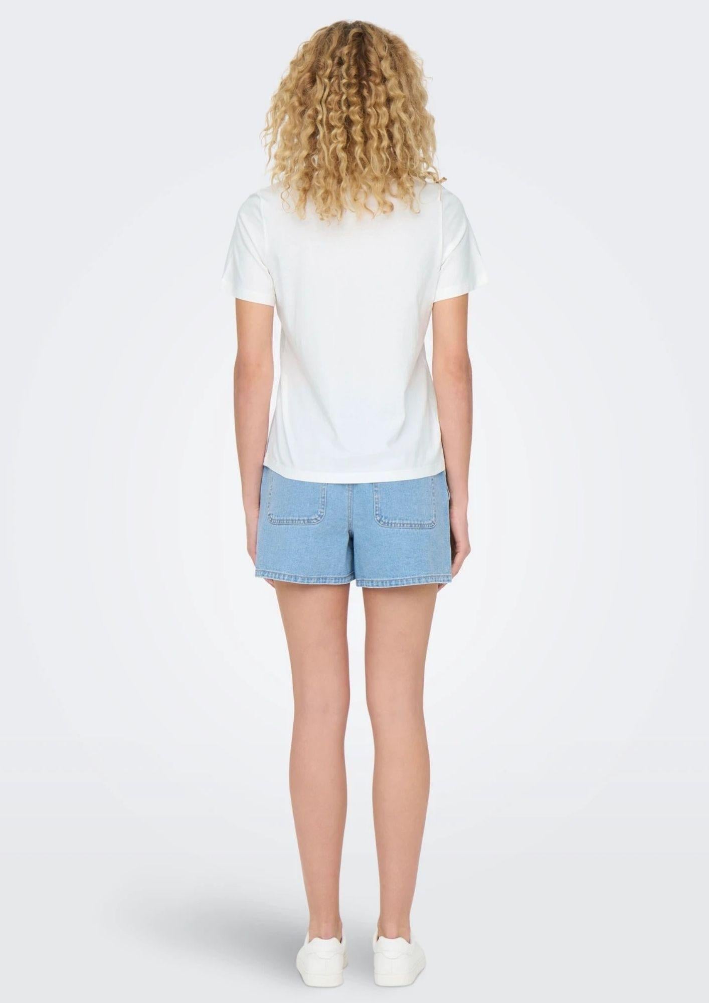 Jacqueline De Yong T-Shirt Donna Pisa Bianca con Cuore 15298612 Cloud Dancer BITTERSWEET HEART JACQUELINE DE YONG