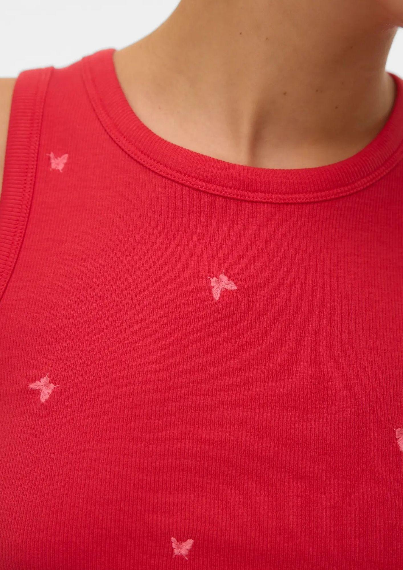 Vero Moda Top Donna Naja Rosso con Stampa Butterfly 10341964 Poinsettia BUTTERFLY VERO MODA