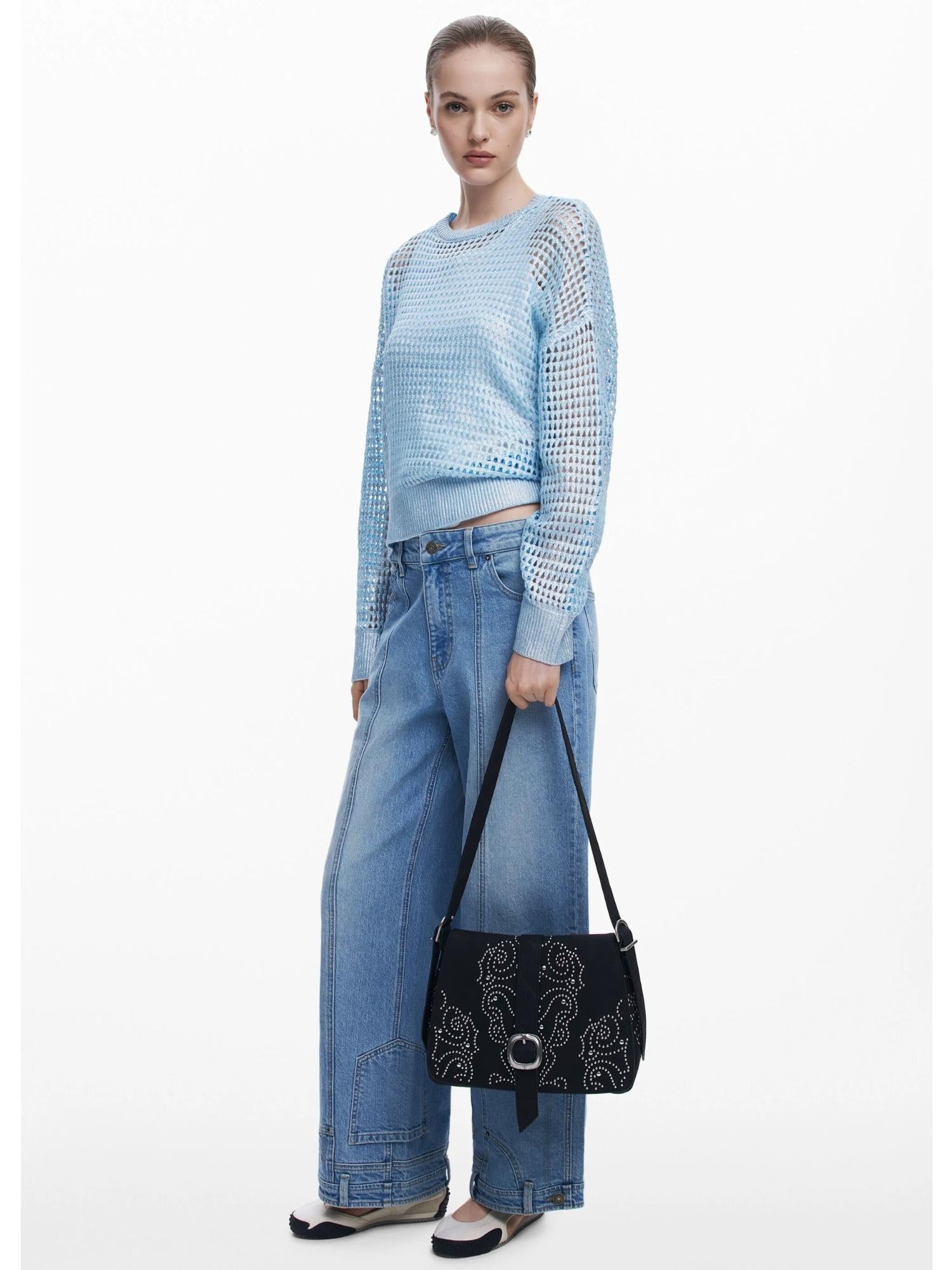 Desigual Borsa a tracolla effetto pelle con borchie piccola Donna Nero 25WAXPBH 2000 DESIGUAL