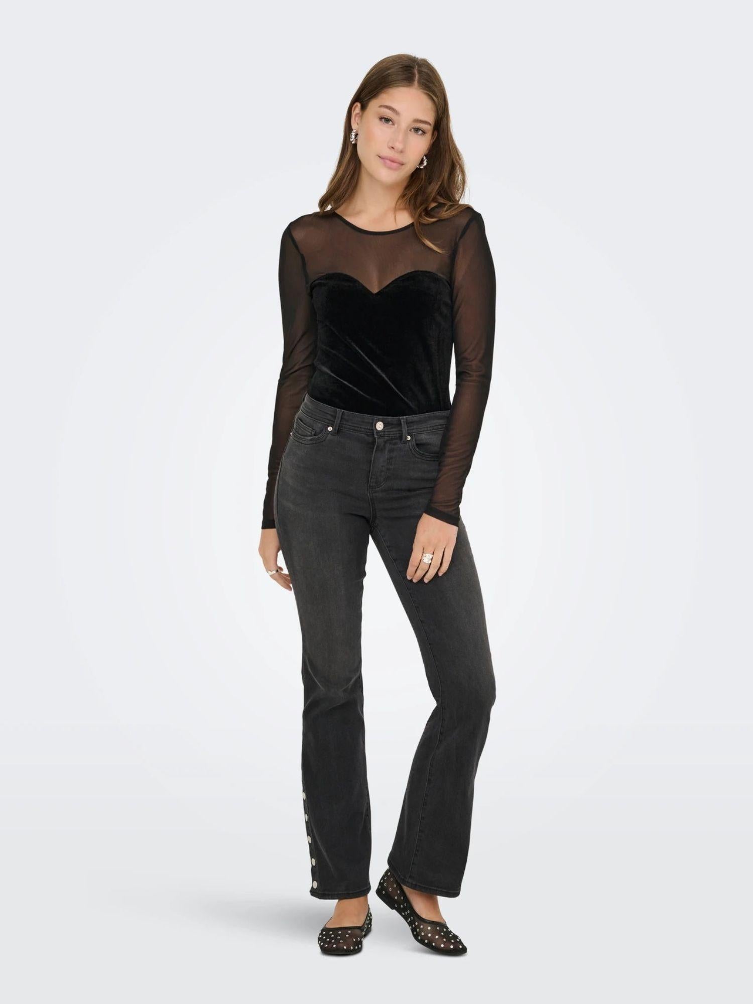 Only ONLSMOOTH Top Donna Nero 15360668 Black Heart ONLY