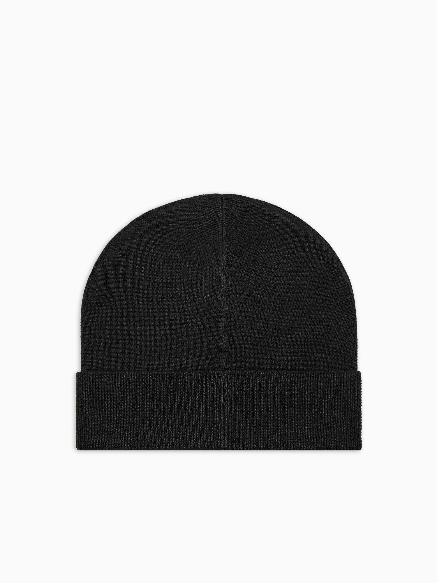 EA7 Emporio Armani Beanie Unisex Visibility Con Maxi Logo EA7 Nero Logo Bianco 7X000006 AF11994 MC008 EA7 EMPORIO ARMANI