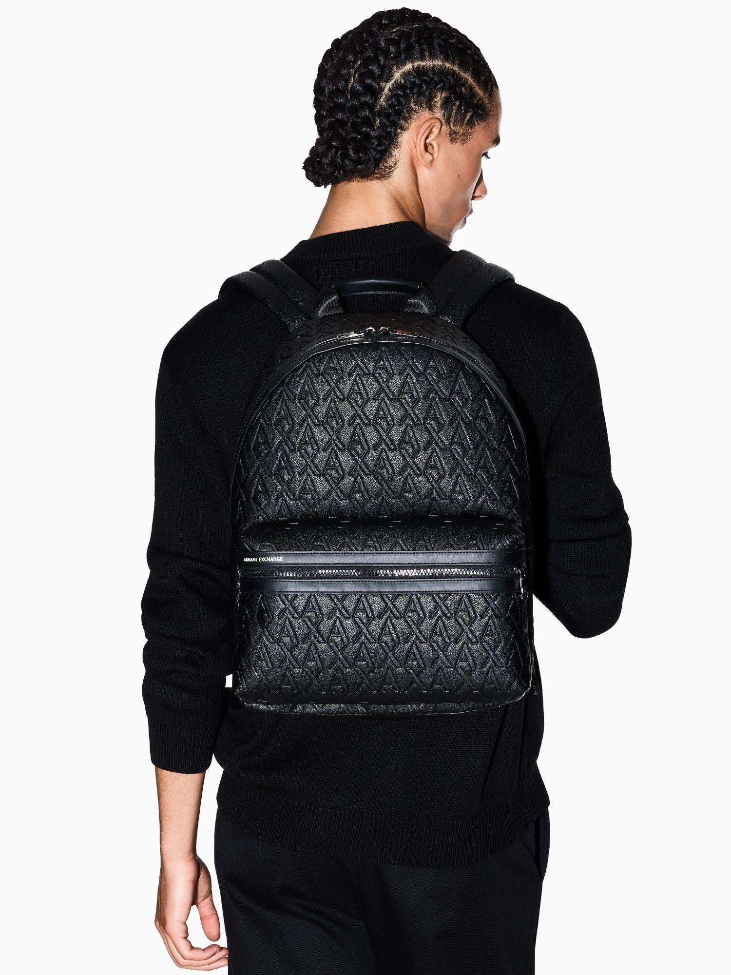 Armani Exchange Zaino con logo allover in tessuto riciclato ASV Nero XM000237 AF12133 UC001 ARMANI EXCHANGE