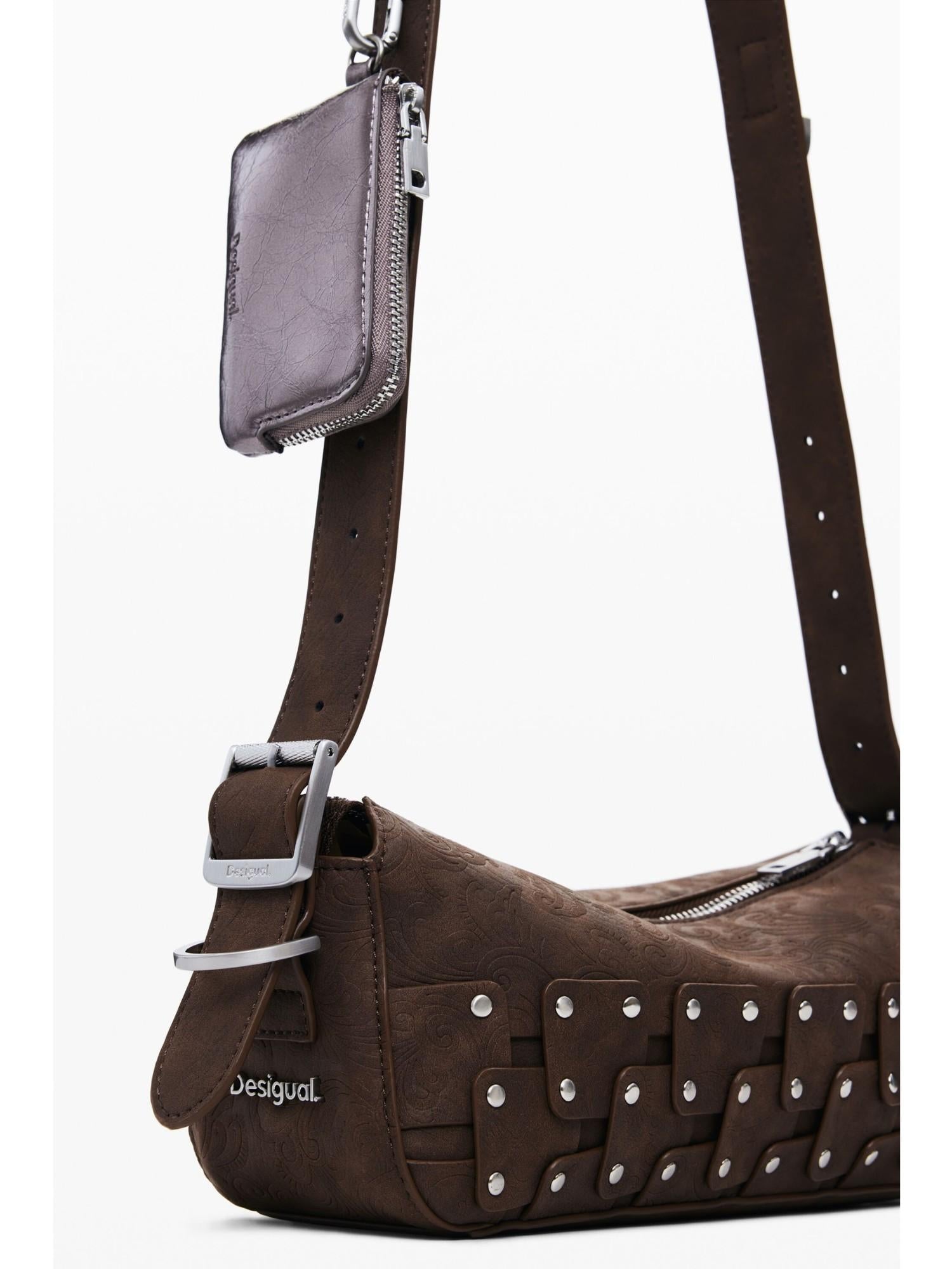 Desigual Piccola borsa baguette patch con borchie Donna Marrone 25WAXPBO 6009 DESIGUAL