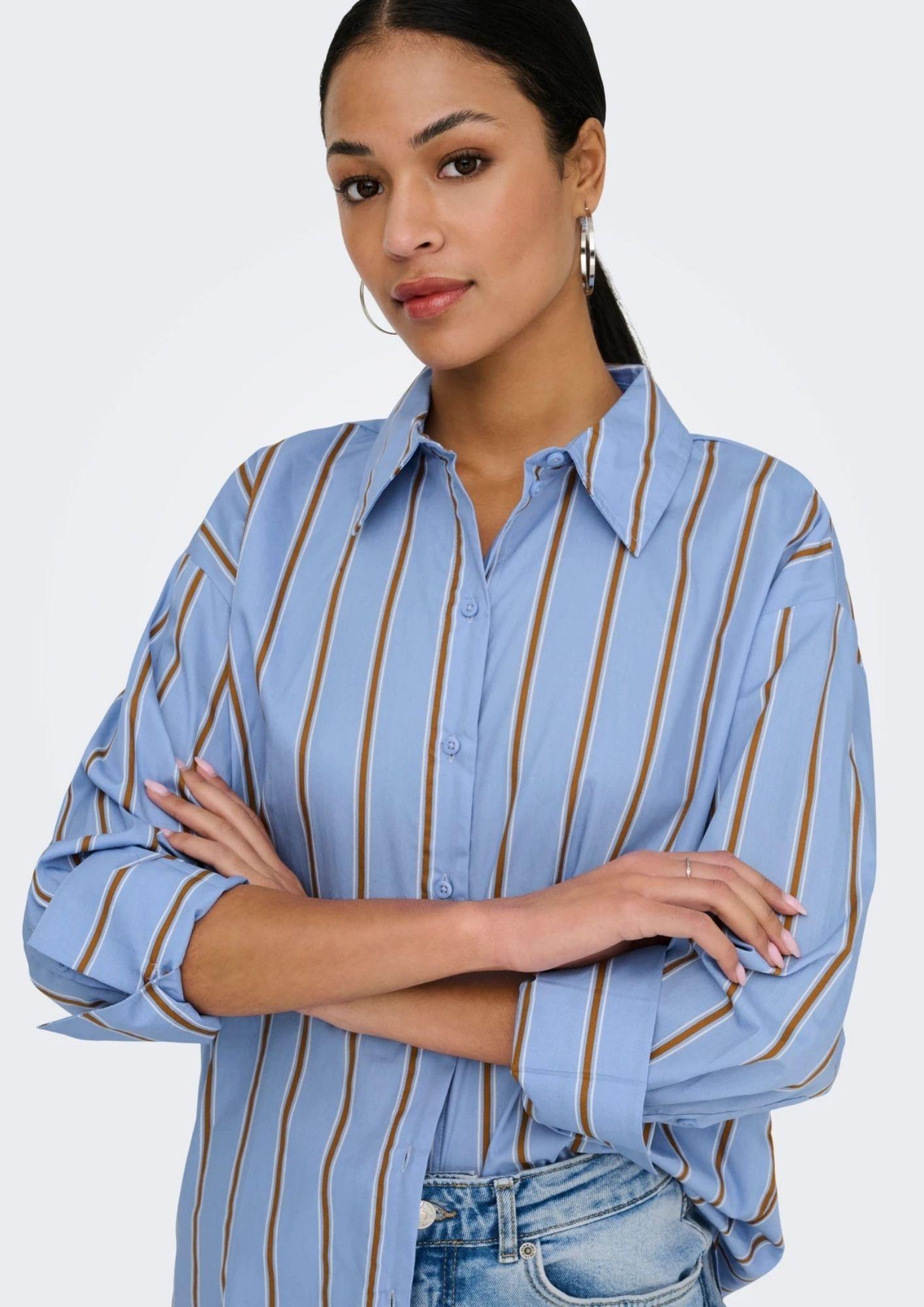 Jacqueline De Yong Camicia Donna Serena Blu a Righe 15380444 Bel Air Blue JACQUELINE DE YONG