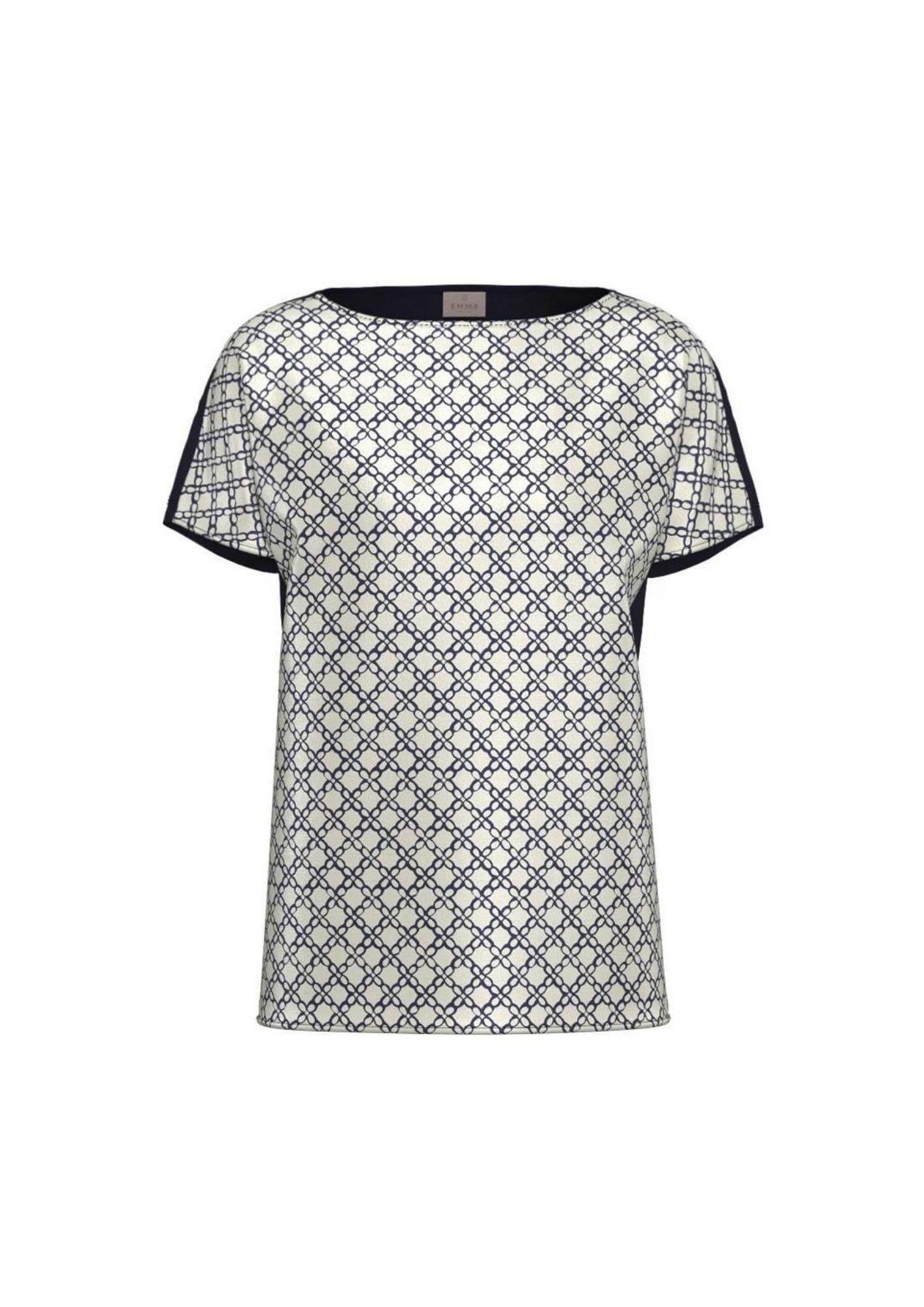 Emme Marella Camicia Donna Emmsansa Bianco Burro e Blu 2615111071200 001 EMME MARELLA