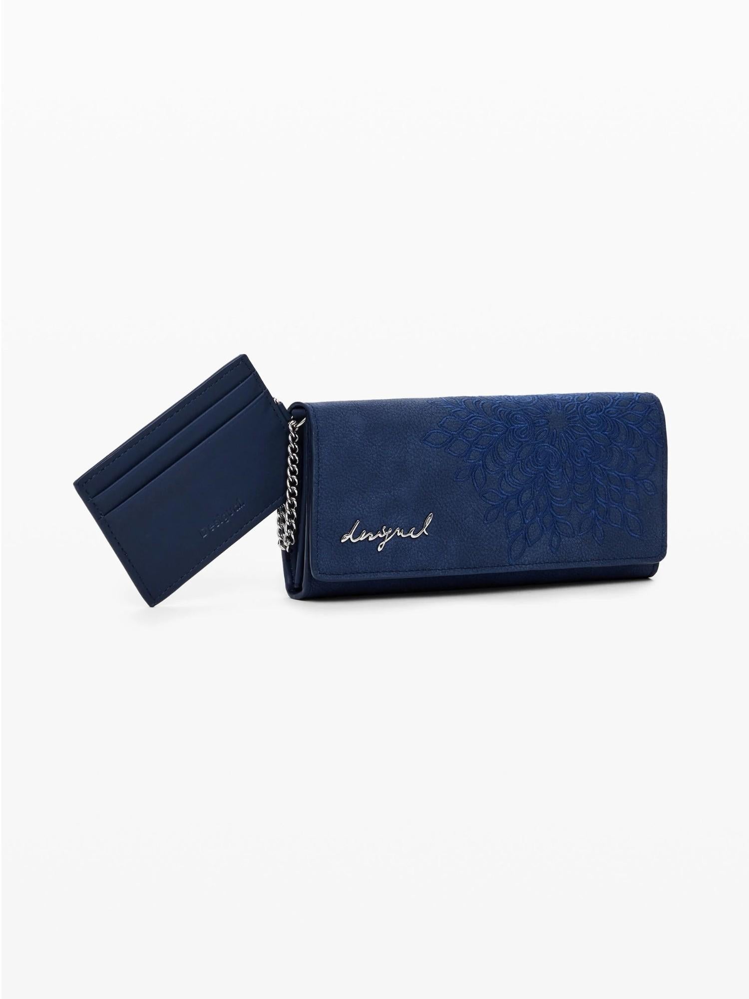 Desigual Portamonete effetto pelle ricamato medio Donna Blu 25WAYP36 5031 DESIGUAL