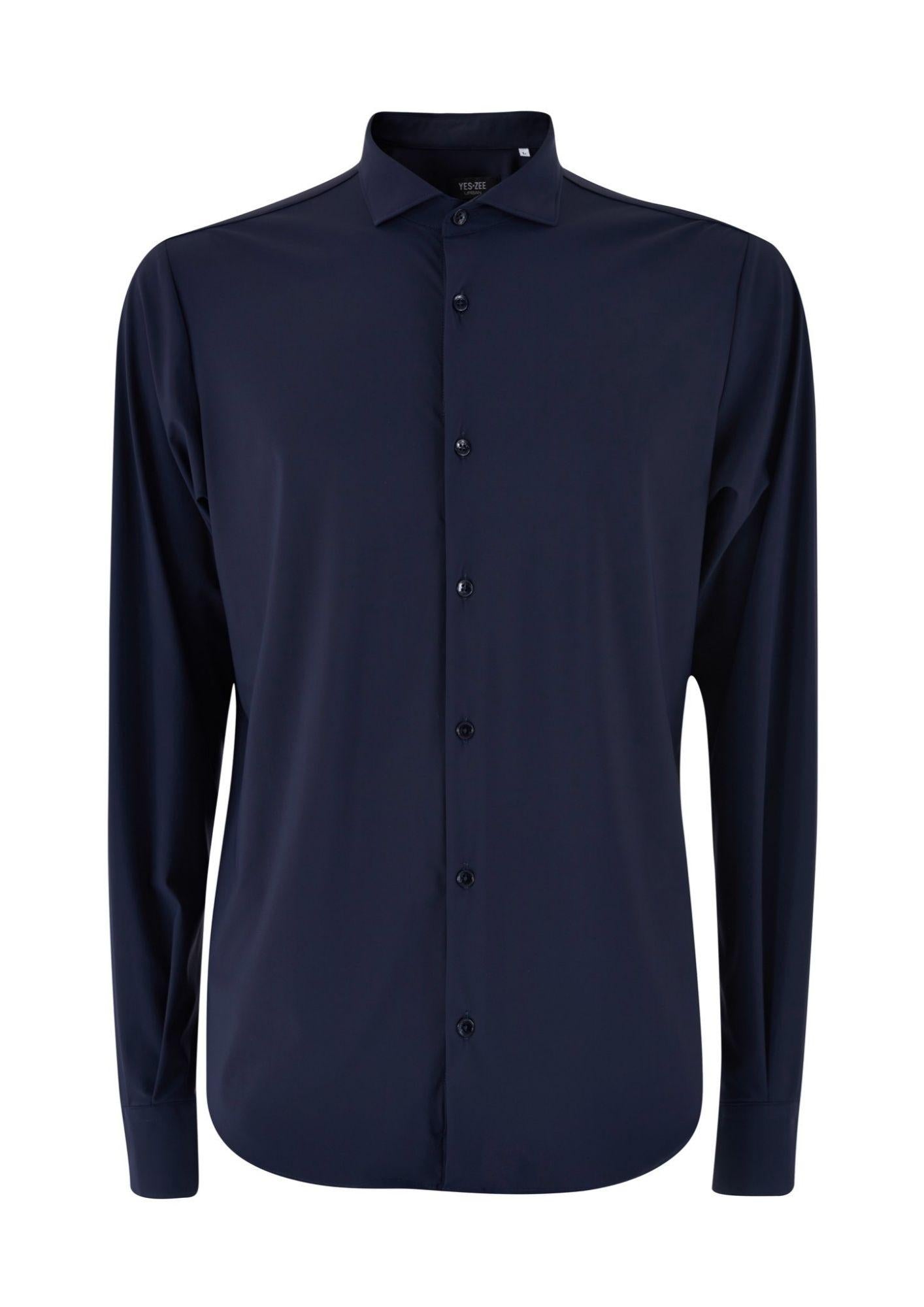 Yes Zee Camicia Uomo Collo Alla Francese Blu Navy C505 OQ00 0710 YES ZEE