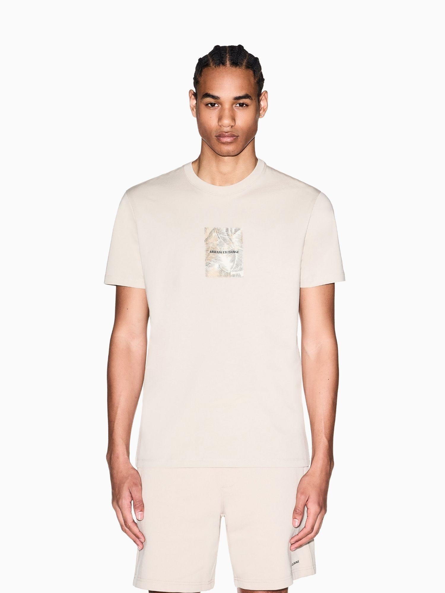 Armani Exchange T-Shirt Uomo Beige Regular Fit in Jersey di Cotone Classico XM002501 AF10356 U1148 ARMANI EXCHANGE