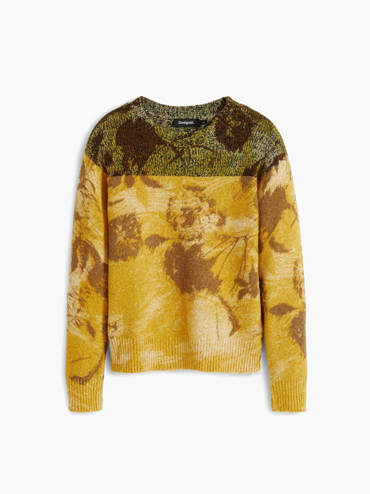 Desigual Maglione jacquard a fiori Donna Giallo 25WWJF30 8018 DESIGUAL