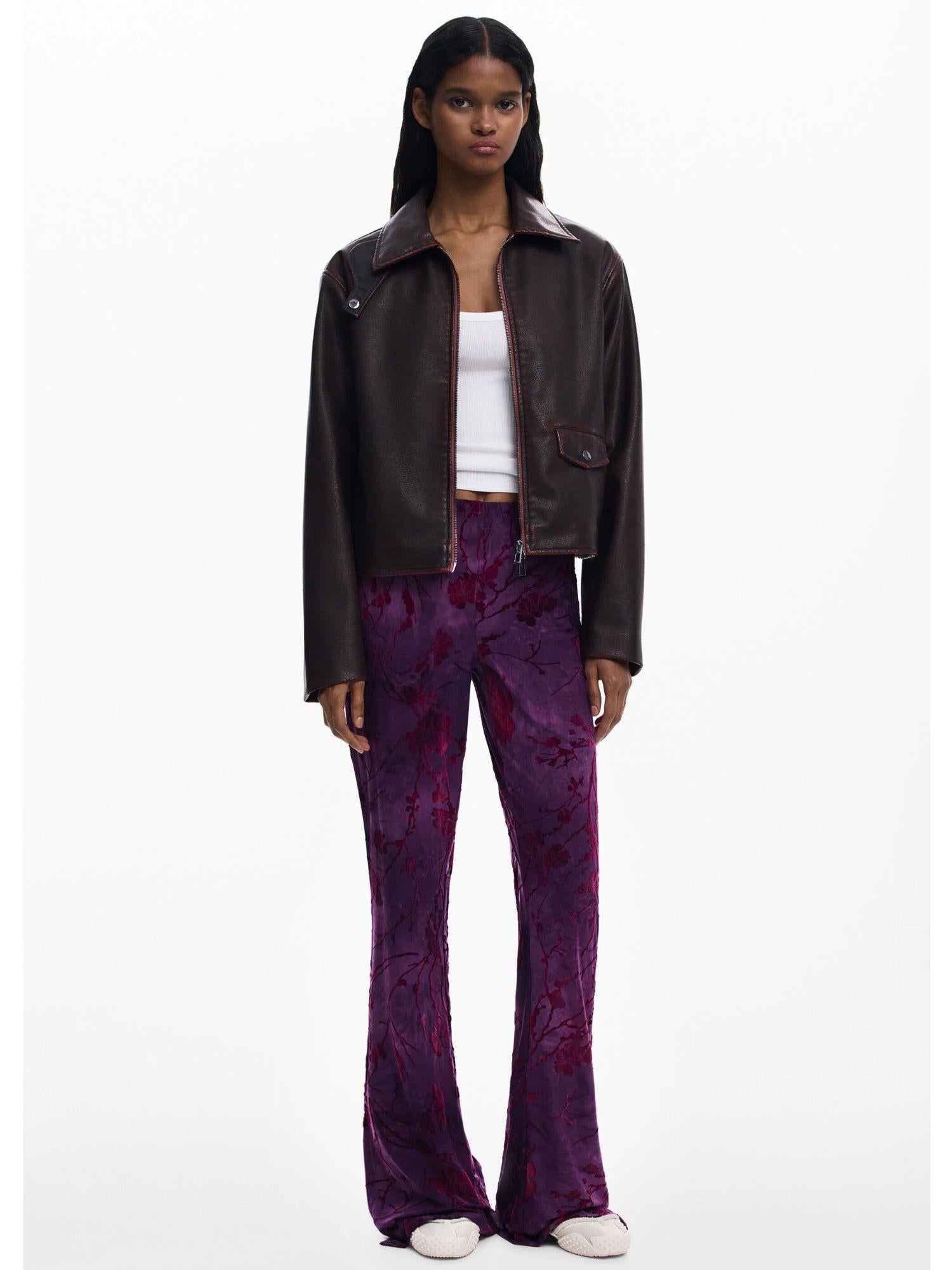 Desigual Pantaloni fluidi a zampa con texture Donna Viola 25WWPK03 3028 DESIGUAL