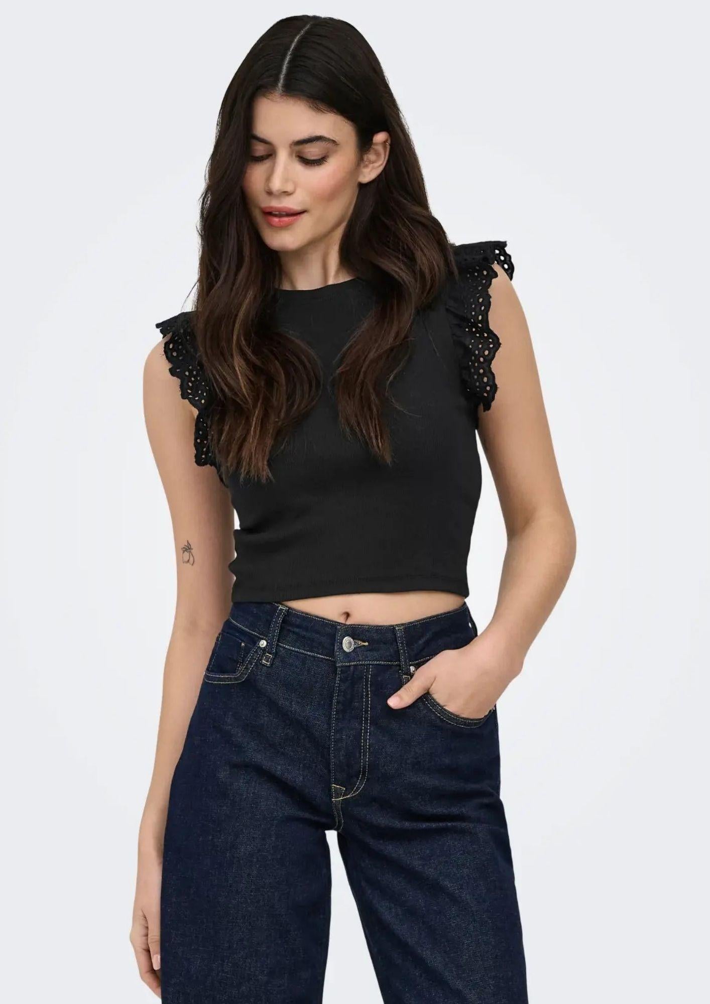 Only Top Donna Mathilda Nero 15308890 Black ONLY