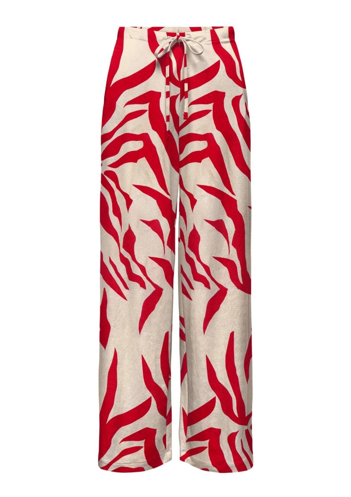 Only Pantalone Donna Sakura Bianco e Rosso 15366882 Barbados Cherry ONLY